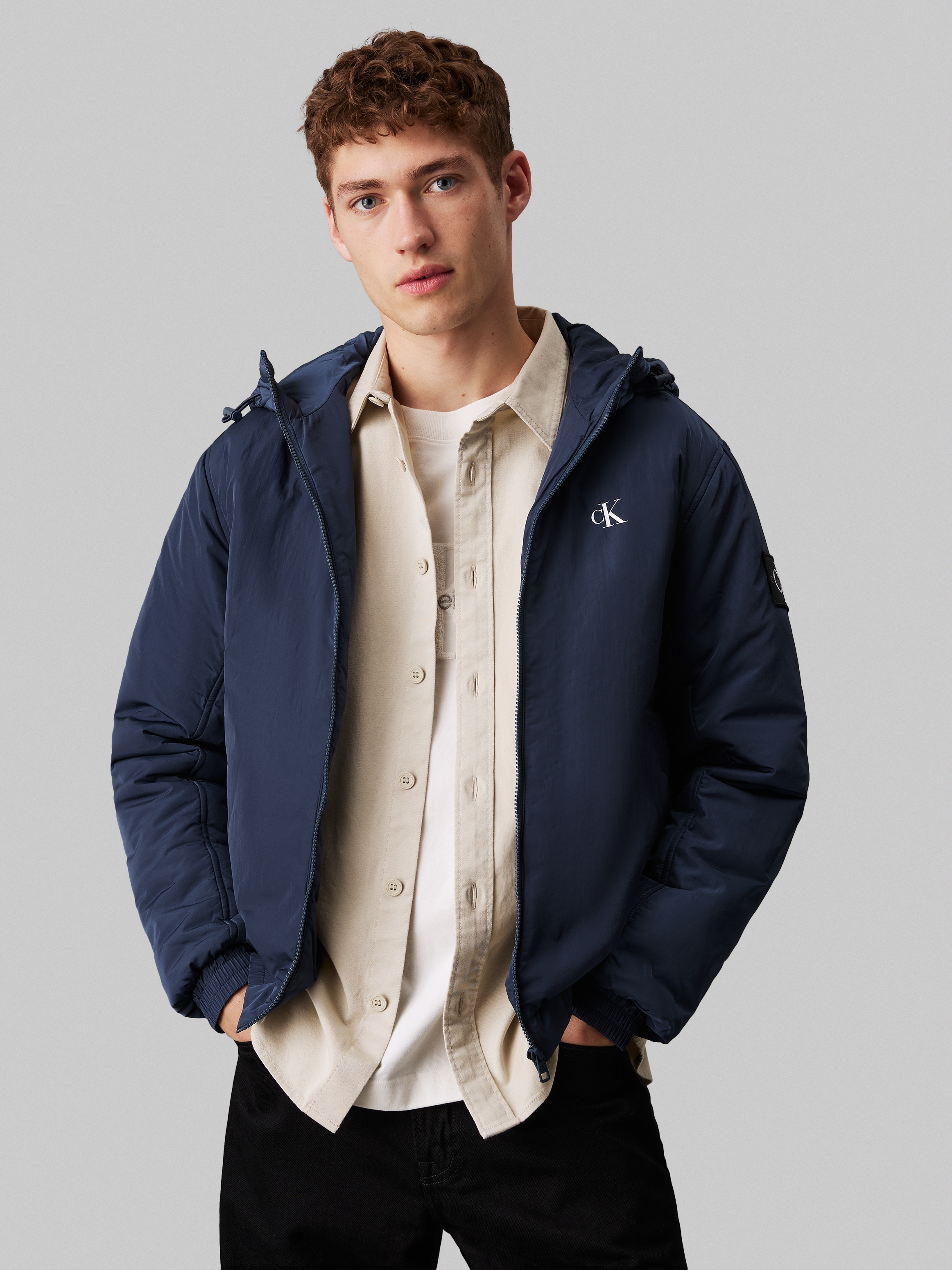 Outdoorjacke »PADDED HOODED HARRINGTON«, mit Kapuze, mit Logoprägung