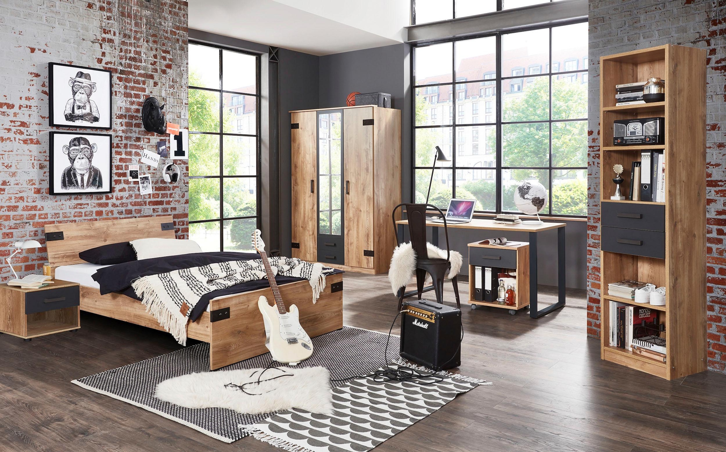 Wimex Nachtkommode »Liverpool, Nachttisch mit 1 Schublade und 1 offenes Fach«, modern rustikaler Look, Industrial Design, 46/40/38 cm