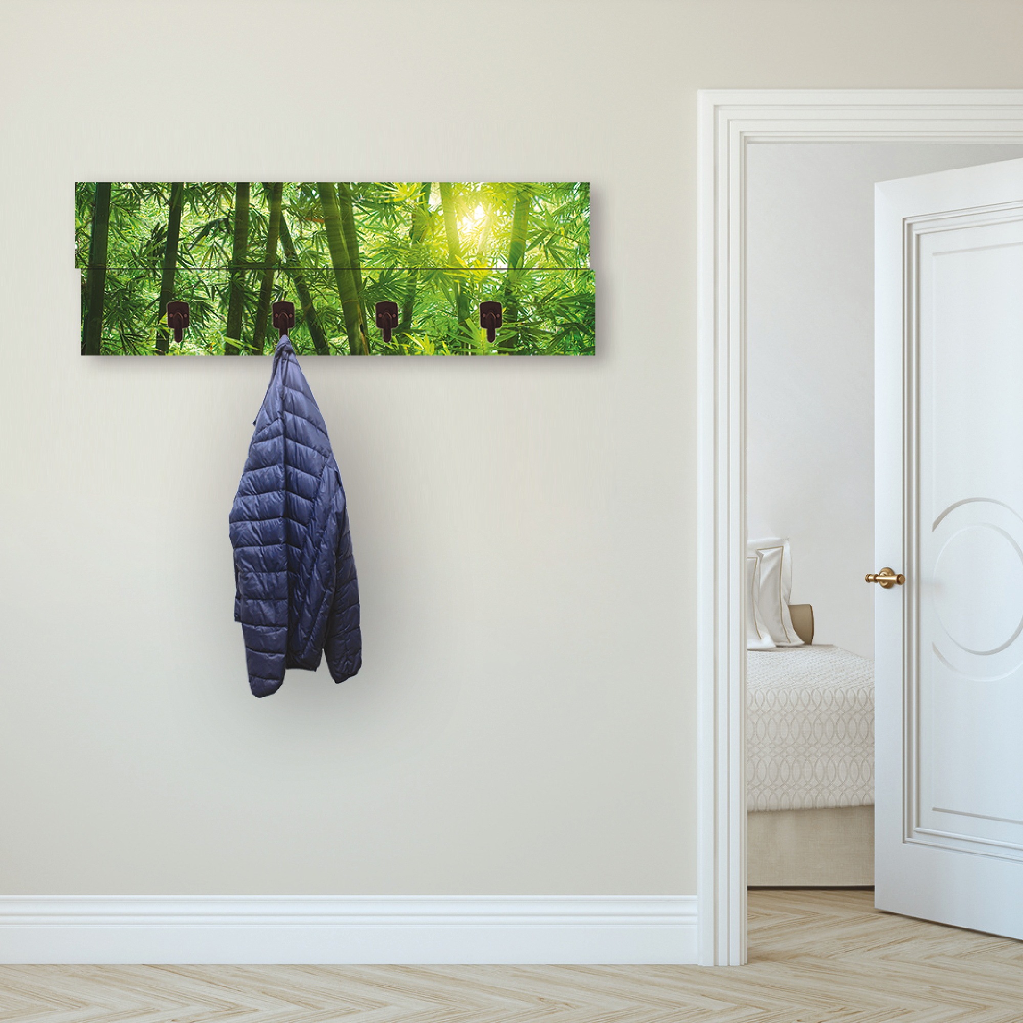 Image of Ackermann - Artland Garderobenpaneel »Asiatischer Bambuswald«, platzsparende Wandgarderobe aus Holz mit 4 Haken, geeignet für kleinen, schmalen Flur, Flurgarderobe einkaufen bei Ackermann Versand Schweiz