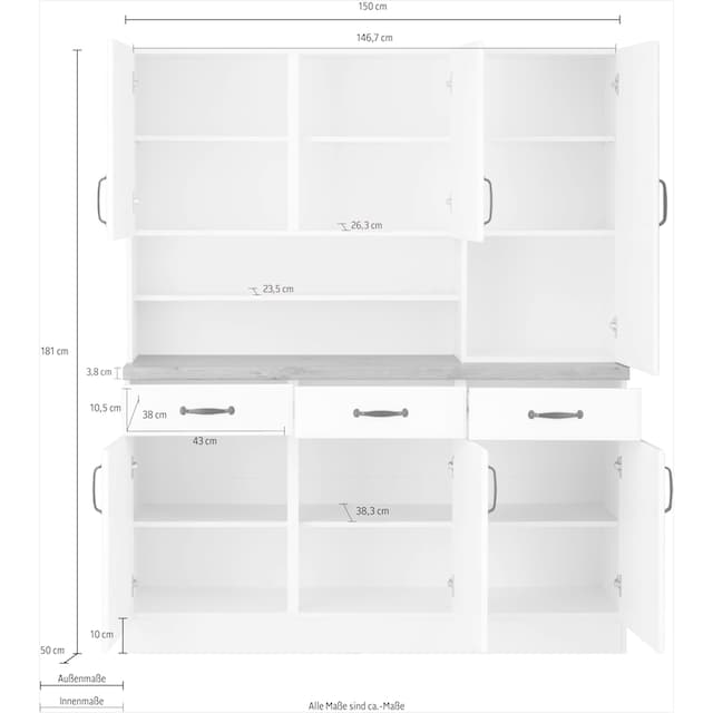 ❤ wiho Küchen Küchenbuffet »Erla«, 150 cm breit mit Kassettenfront ordern  im Jelmoli-Online Shop