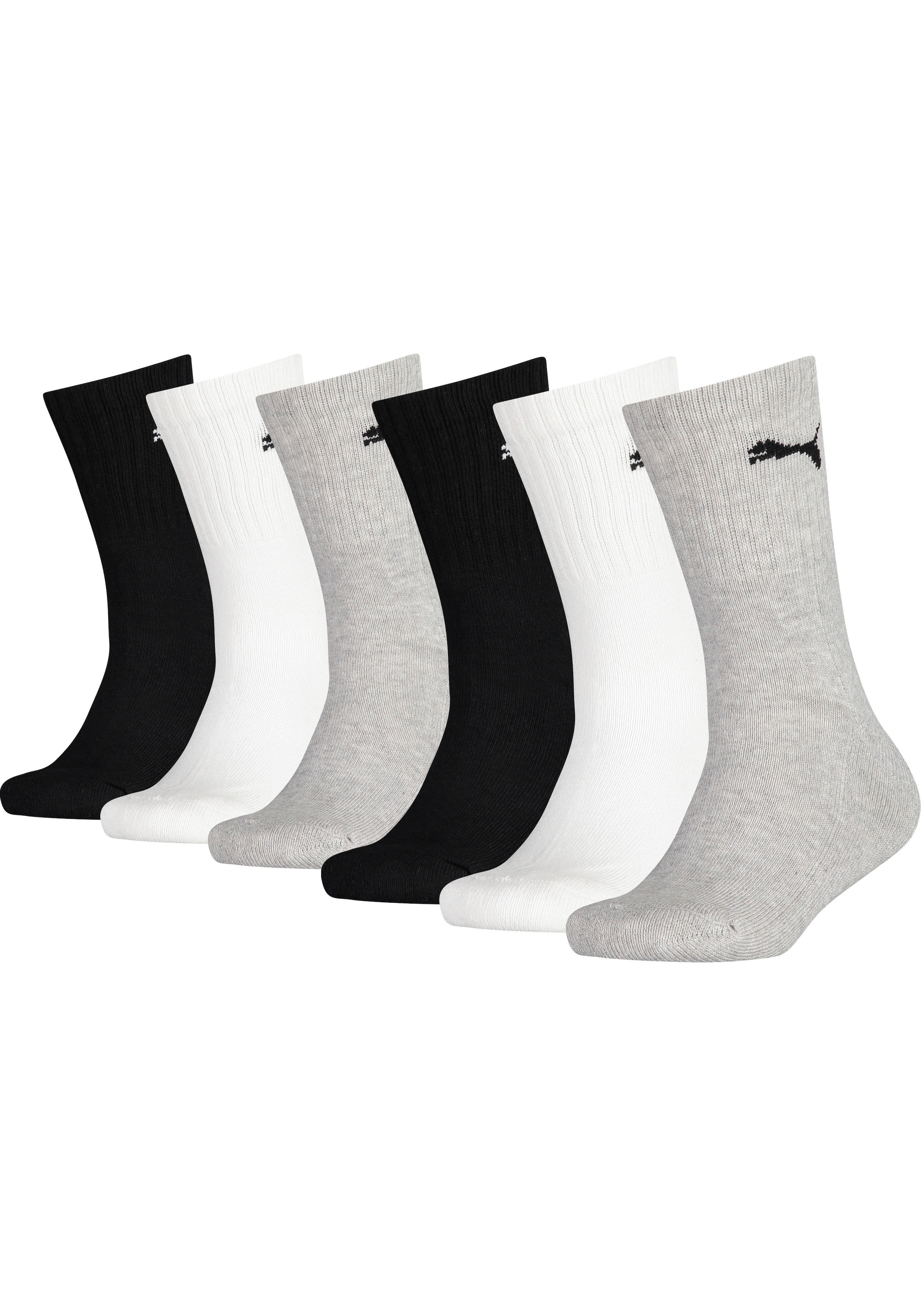 PUMA Socken »JUNIOR CREW SOCK 6P ECOM«, (6 Paar), gepolsterte Sohle für zusätzlichen Komfort