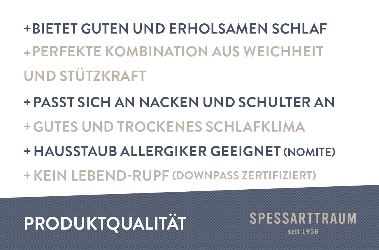 SPESSARTTRAUM 3-Kammer-Kopfkissen »Exklusiv«, Füllung: 90% Daunen / 10% Federn (Aussenkammern) und 100% Federn (Innenkammer), Bezug: feiner Daunenbatist, 100% Baumwolle, (1 St.), Kissen vom Hohenstein Institute ausgezeichnet
