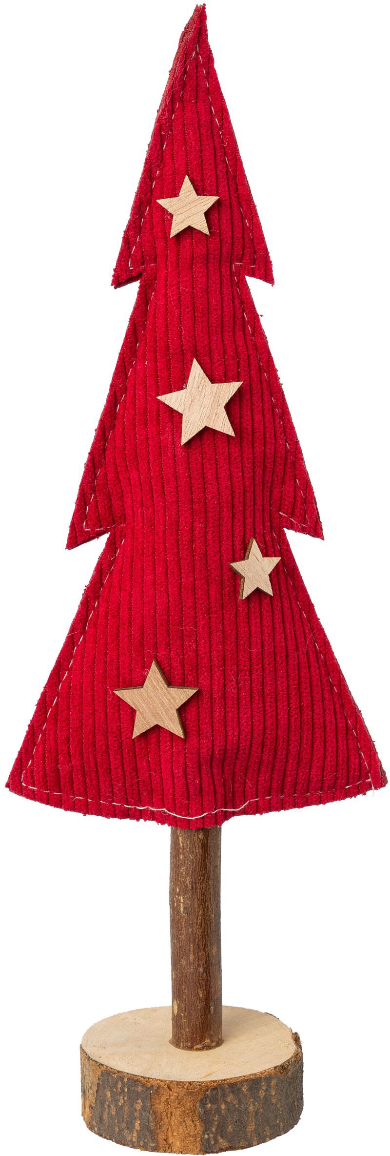 Creativ deco Dekobaum »Weihnachtsdeko rot«, aus Stoff in 2 Grössen: 3 Stück  20x7x4 cm, 1 Stück 30x9x5 cm kaufen