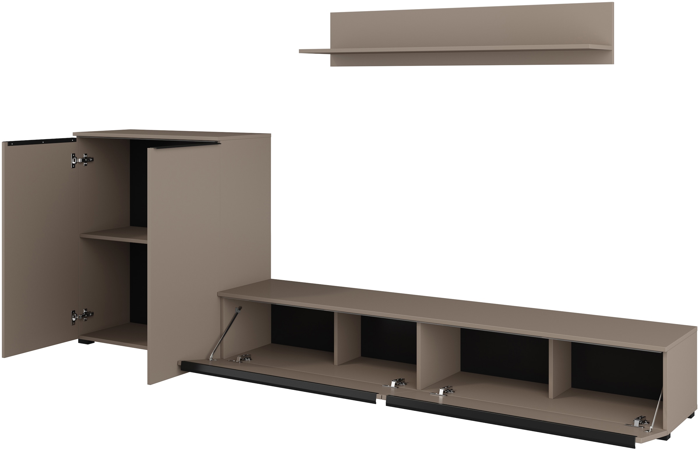 INOSIGN Wohnwand »Tana, Breite 260 cm, moderne Anbauwand«, (3 St.), Mediawand (Set, 3-St), Lowboard, Wandregal, Kommode