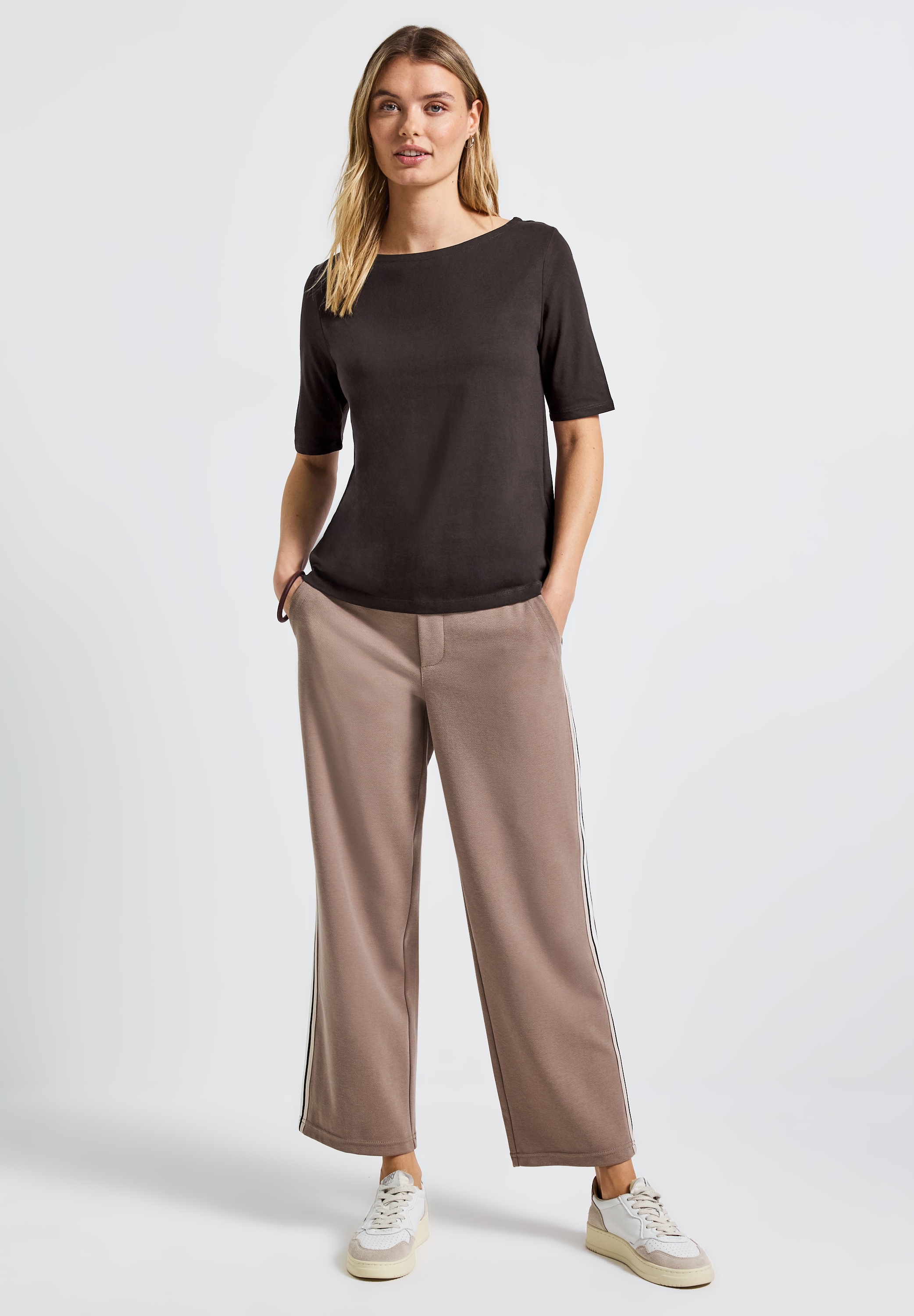 STREET ONE T-Shirt, U-Boot Ausschnitt, Basic