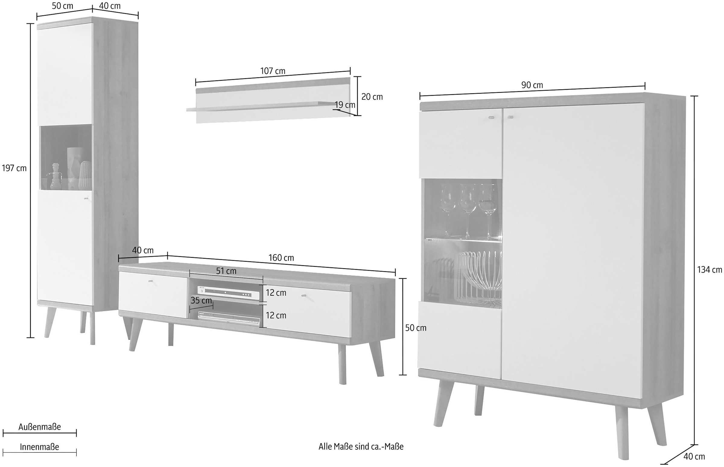 andas Wohnwand »Merle«, (Set, 4 St.)