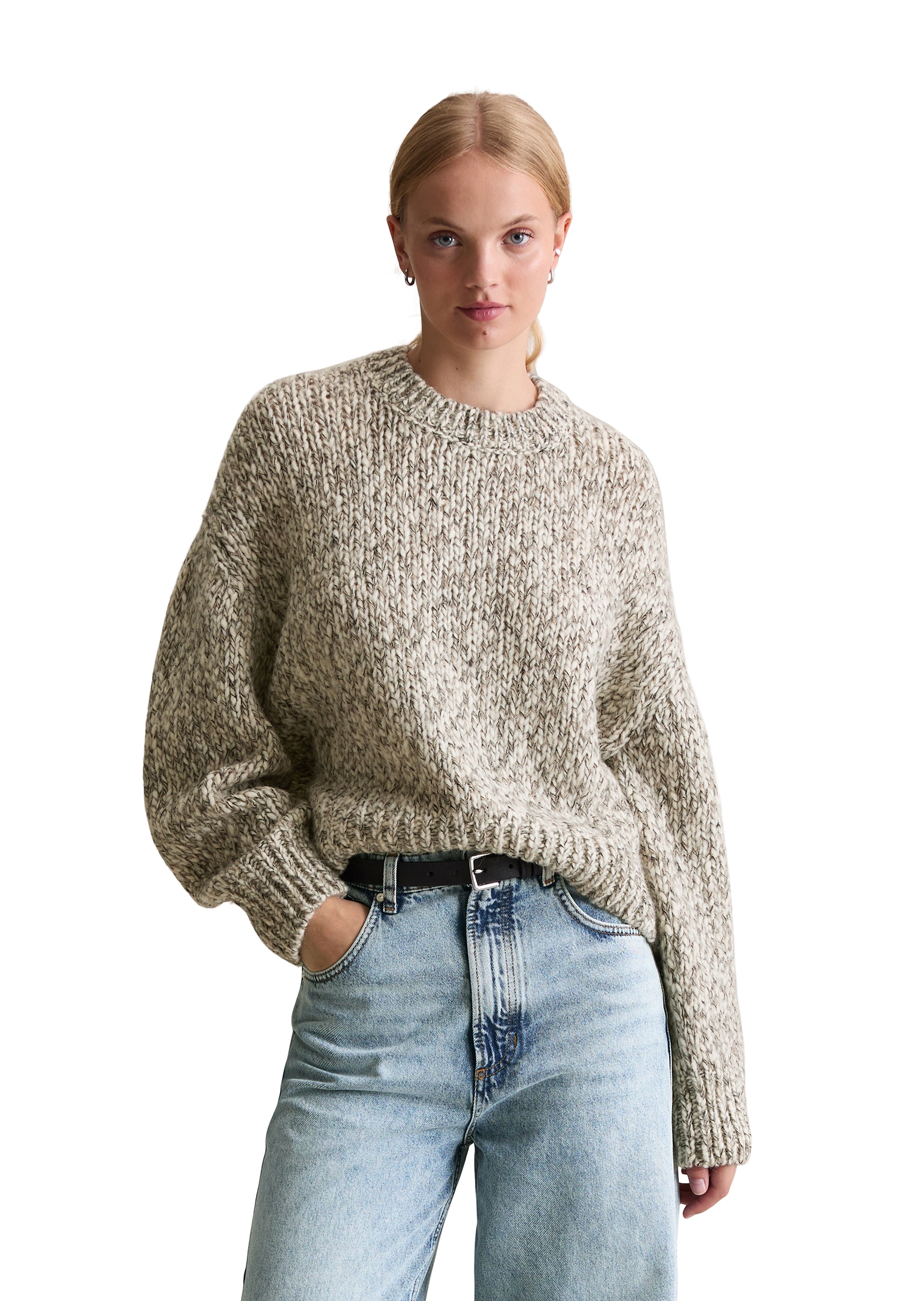 Marc O'Polo DENIM Rundhalspullover Chunky-Strickpullover relaxed fit aus Schurwolle-Alpakawolle-Mix