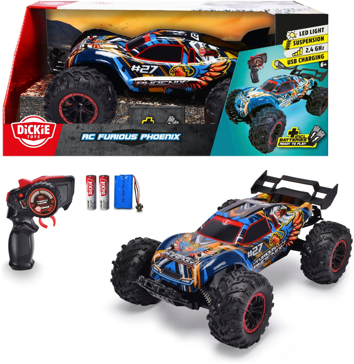 Dickie Toys RC-Monstertruck "RC Furious Phoenix, RTR" mit Licht