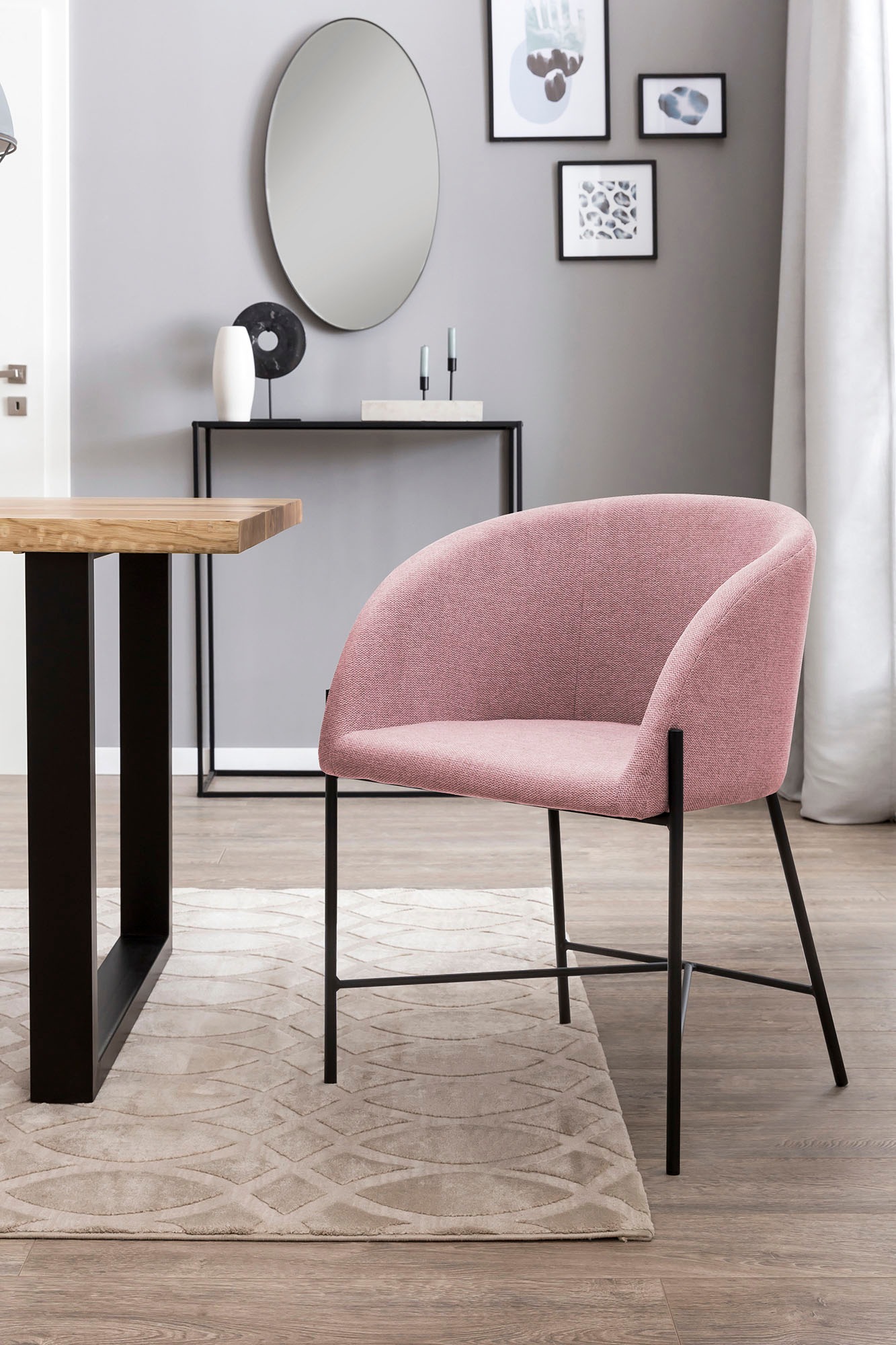 SalesFever Esszimmerstuhl, Struktur (100% Polyester), mit mattschwarzem Metallgestell kaufen