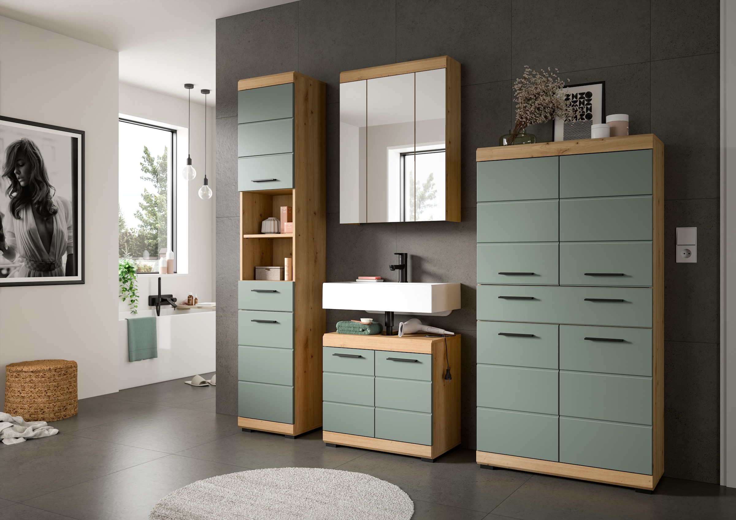 INOSIGN Midischrank »Siena, Breite 74cm, 4 Türen, 1 Schubkasten, 4 Fächer, MDF-Front«, in verschiedenen Farben erhältlich, Badmöbel, Badschrank, Schrank, Bad