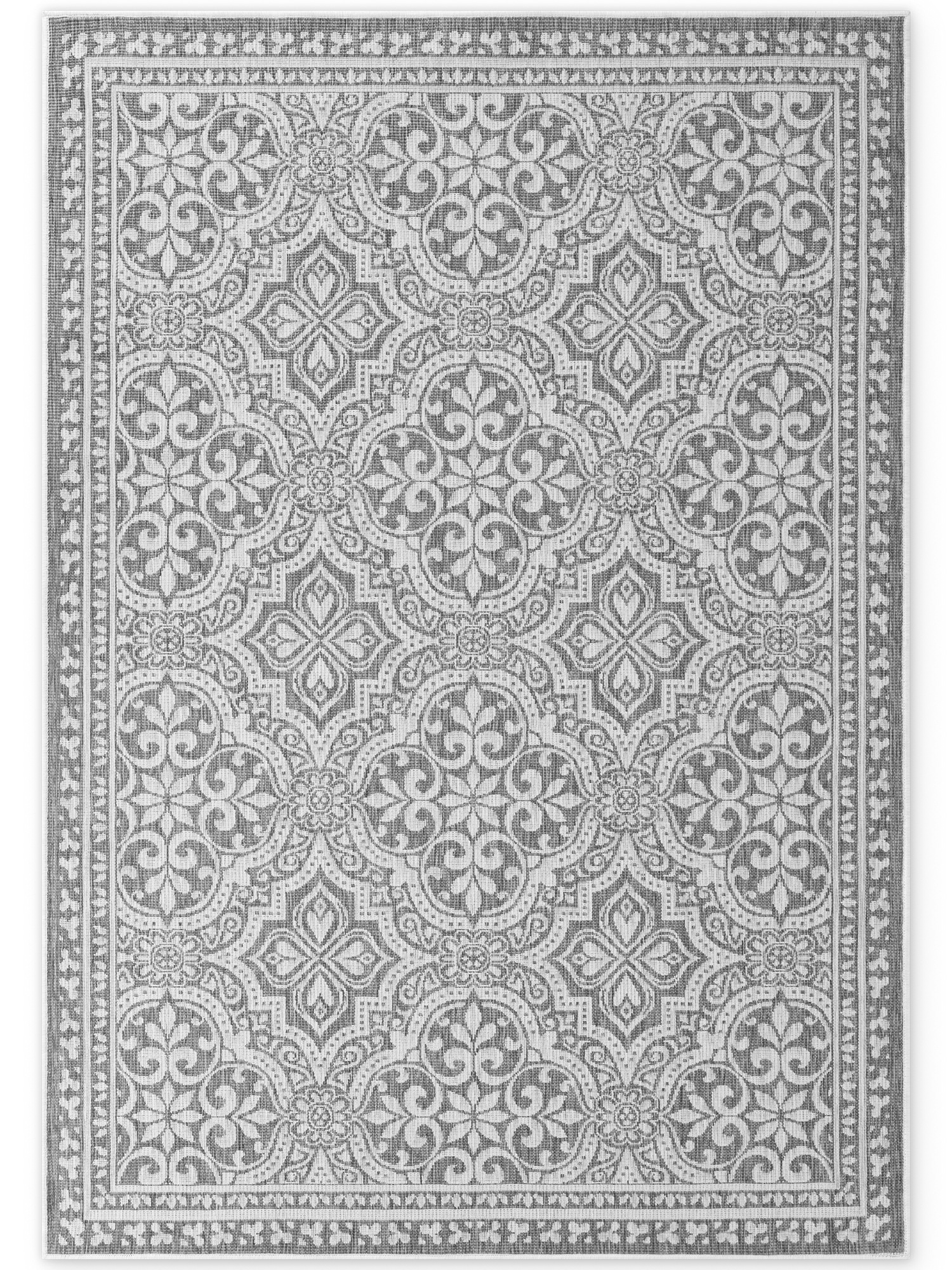 THE RUGS Rosel Reversible Rug – Indoor Outdoor Vintage Flat Woven Low Pile in White | Size: 200cm x 290cm