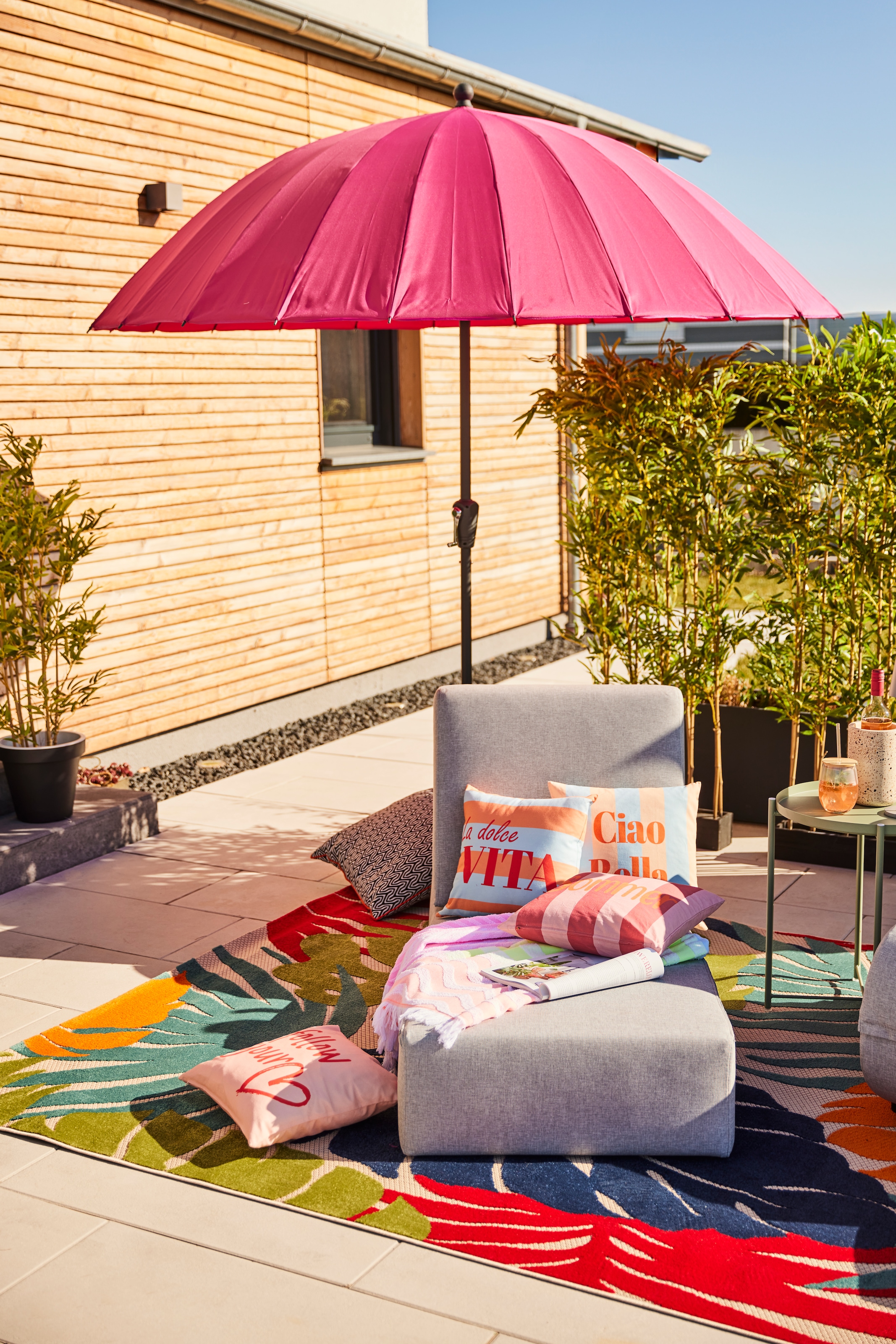 Sanat Teppich »Floral Outdoor«, rund, 6 mm Höhe, In- und Outdoor geeignet, florales Design, Balkon, Terasse