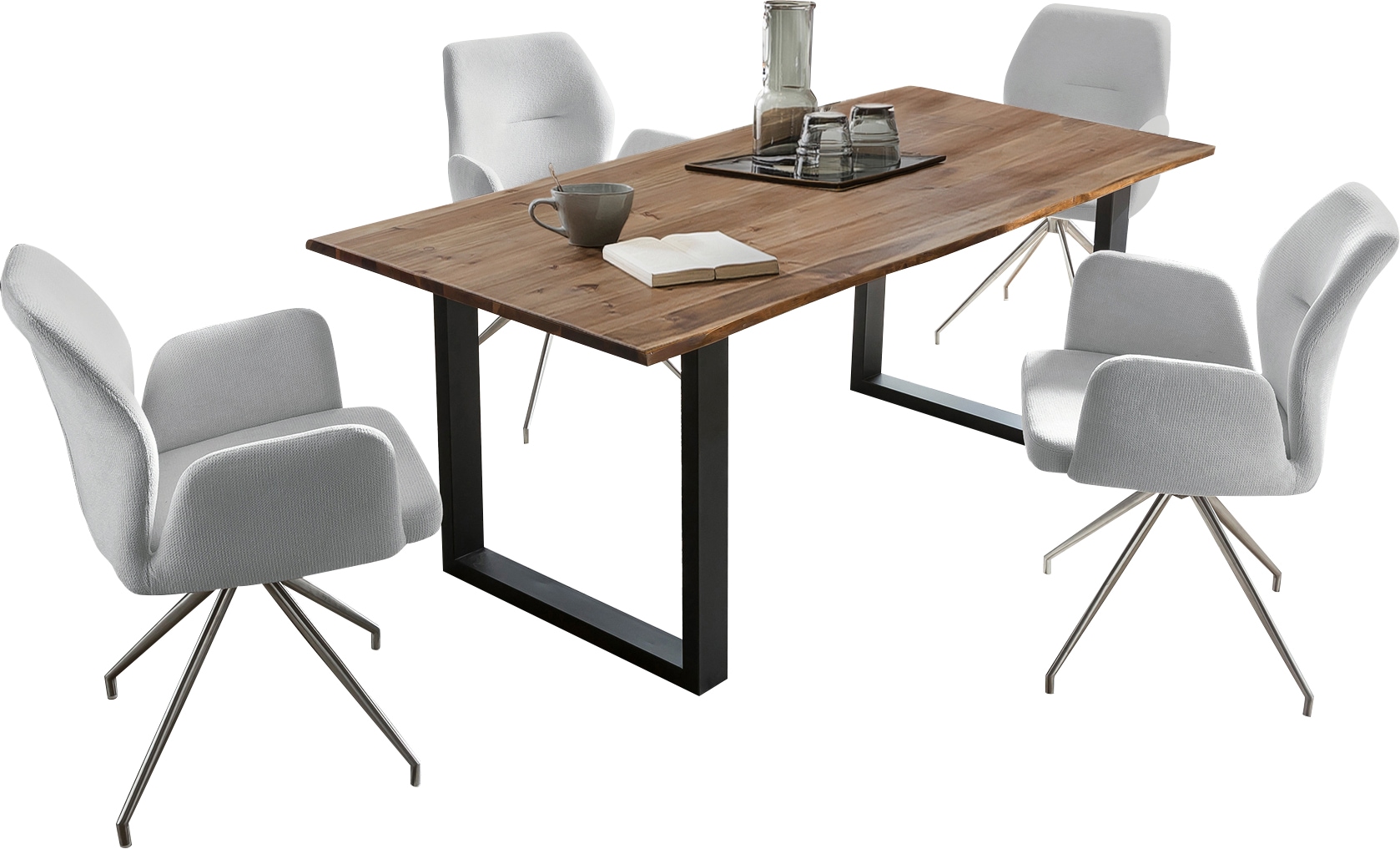 SalesFever Essgruppe »Stilvolle Essgruppe«, (Set, 5 tlg.), 5-teiliges Set: Behandelte Tischplatte mit seidenmattem Finish