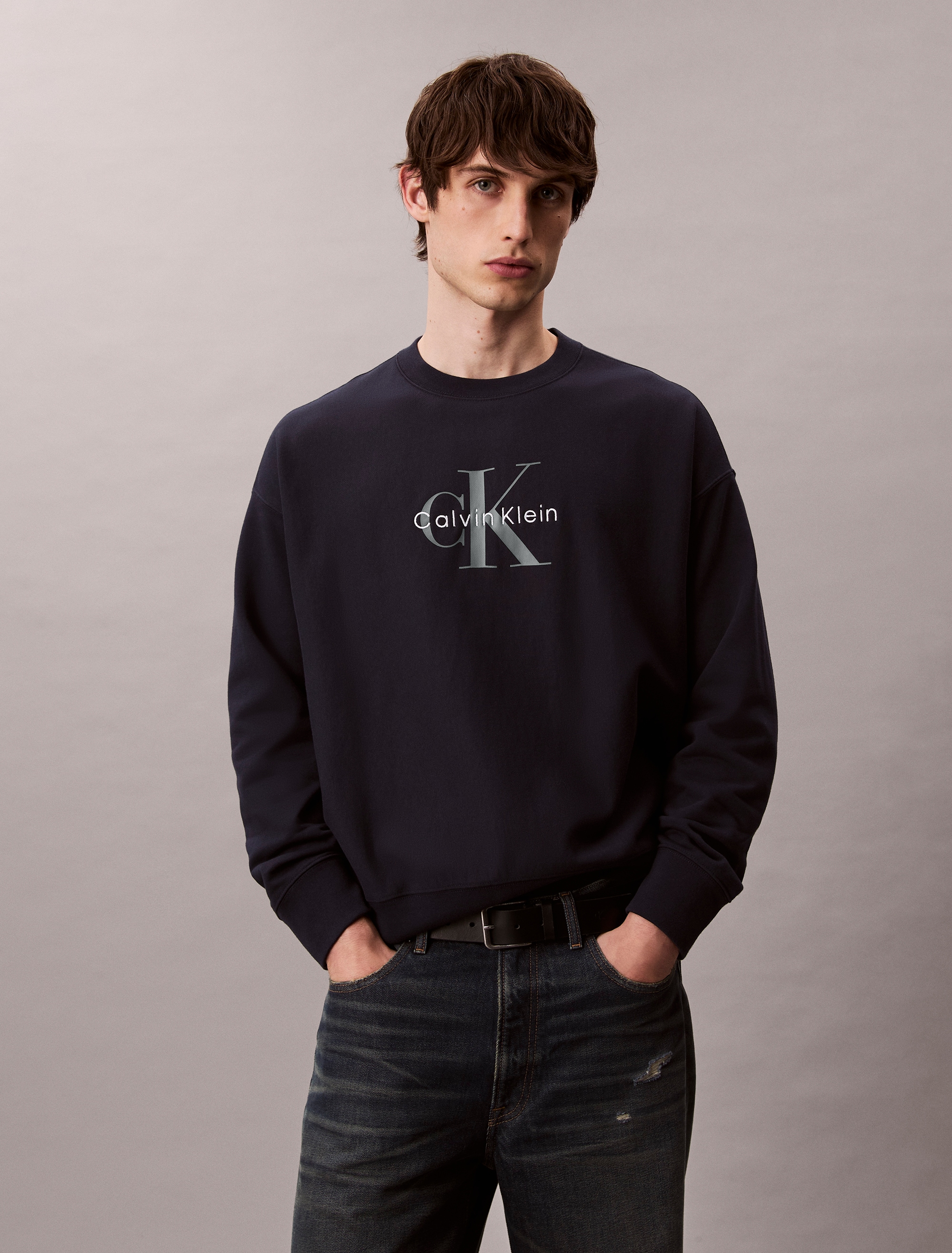 Calvin Klein Jeans Sweatshirt »LS EU 350TERRY MONOLOGO CN SWTSH«, Rundhalsausschnitt, regular fit