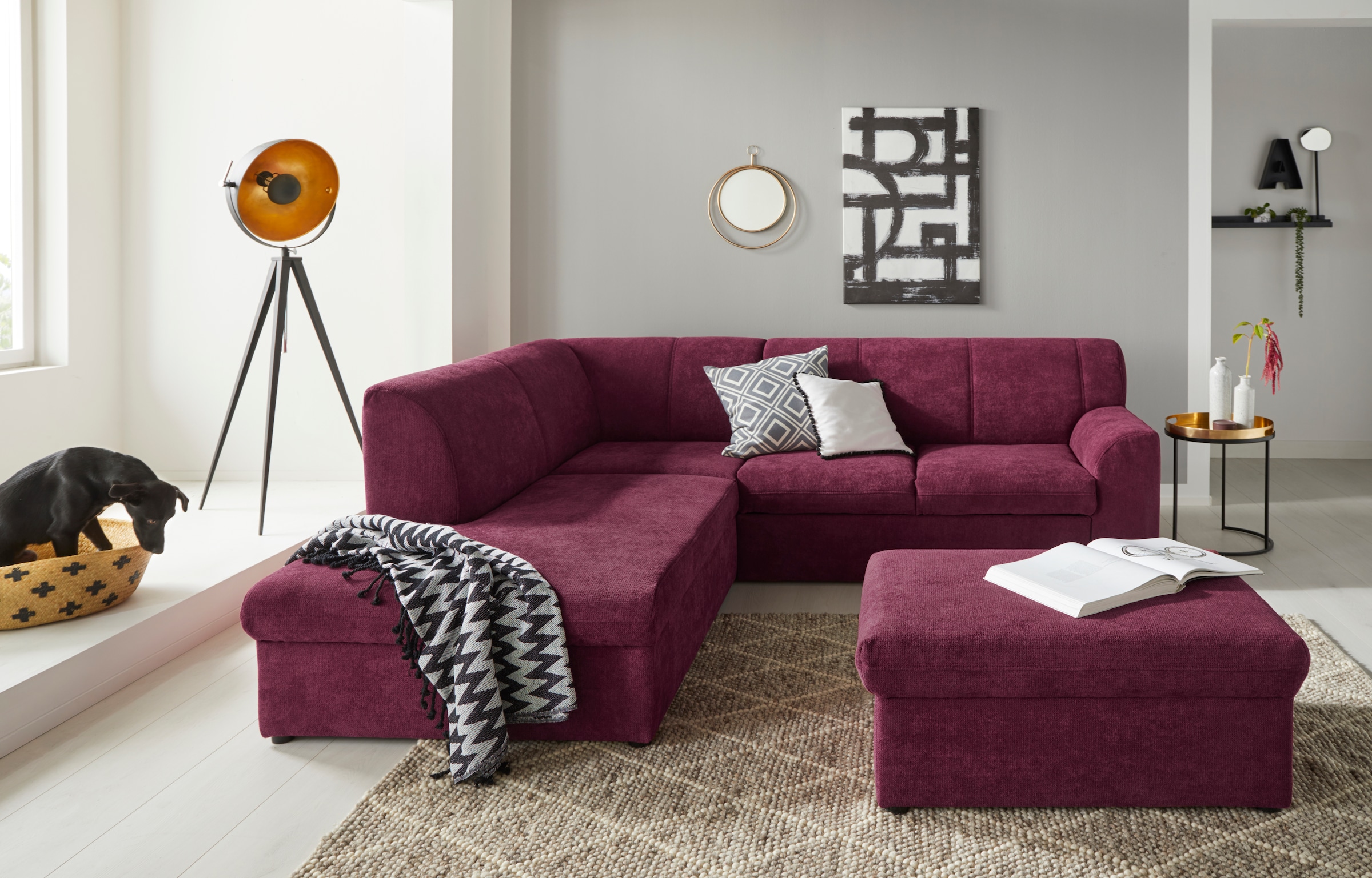 DOMO collection Ecksofa »Topper zeitlos elegant, kompakte Stellmasse, OTTOs Choice, L-Form«, mit Ottomane, wahlweise mit Schlaffunktion