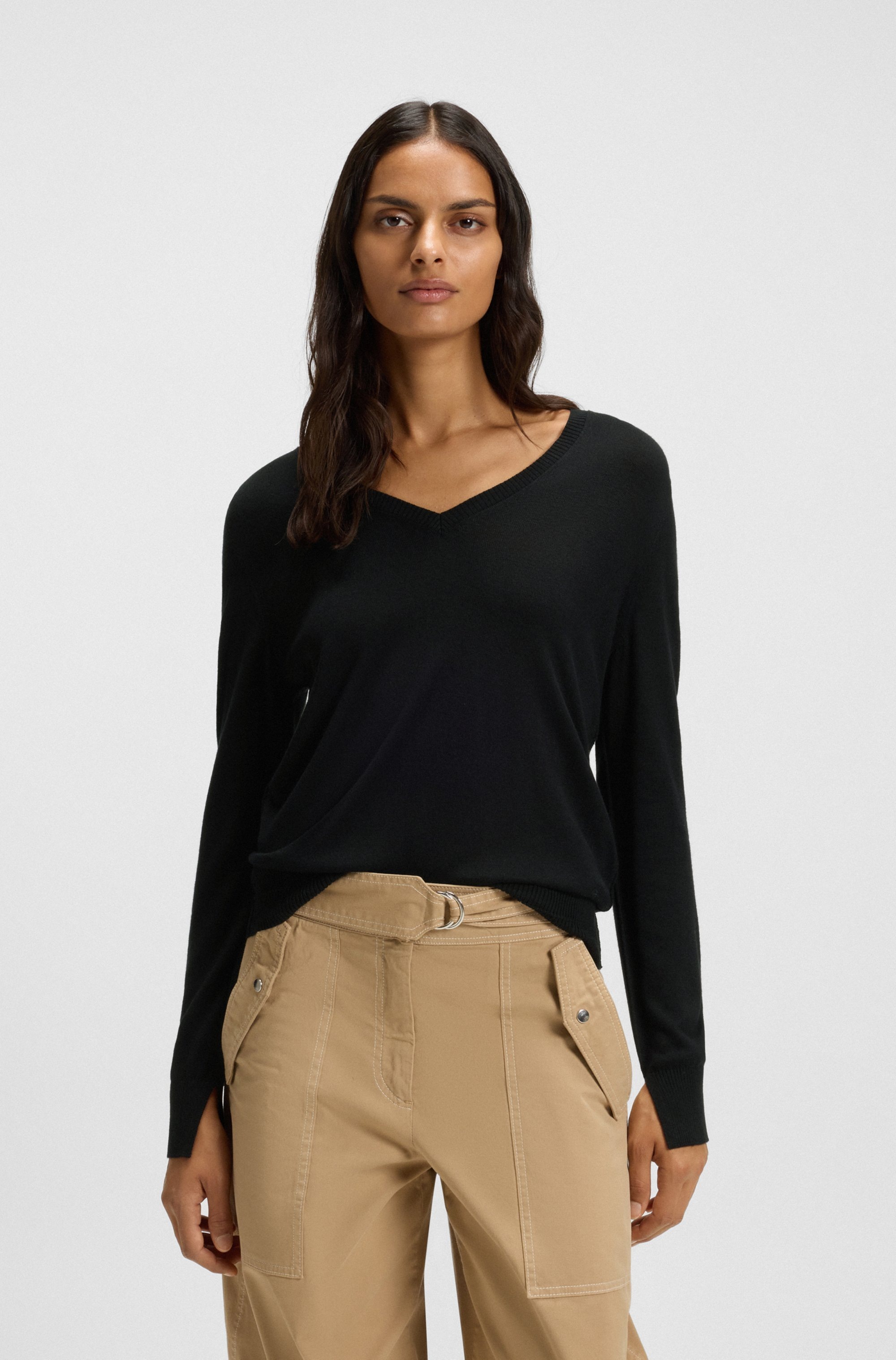 BOSS ORANGE Strickpullover »Fiaffella Premium Damenmode« mit Ajouré-Detail hinten