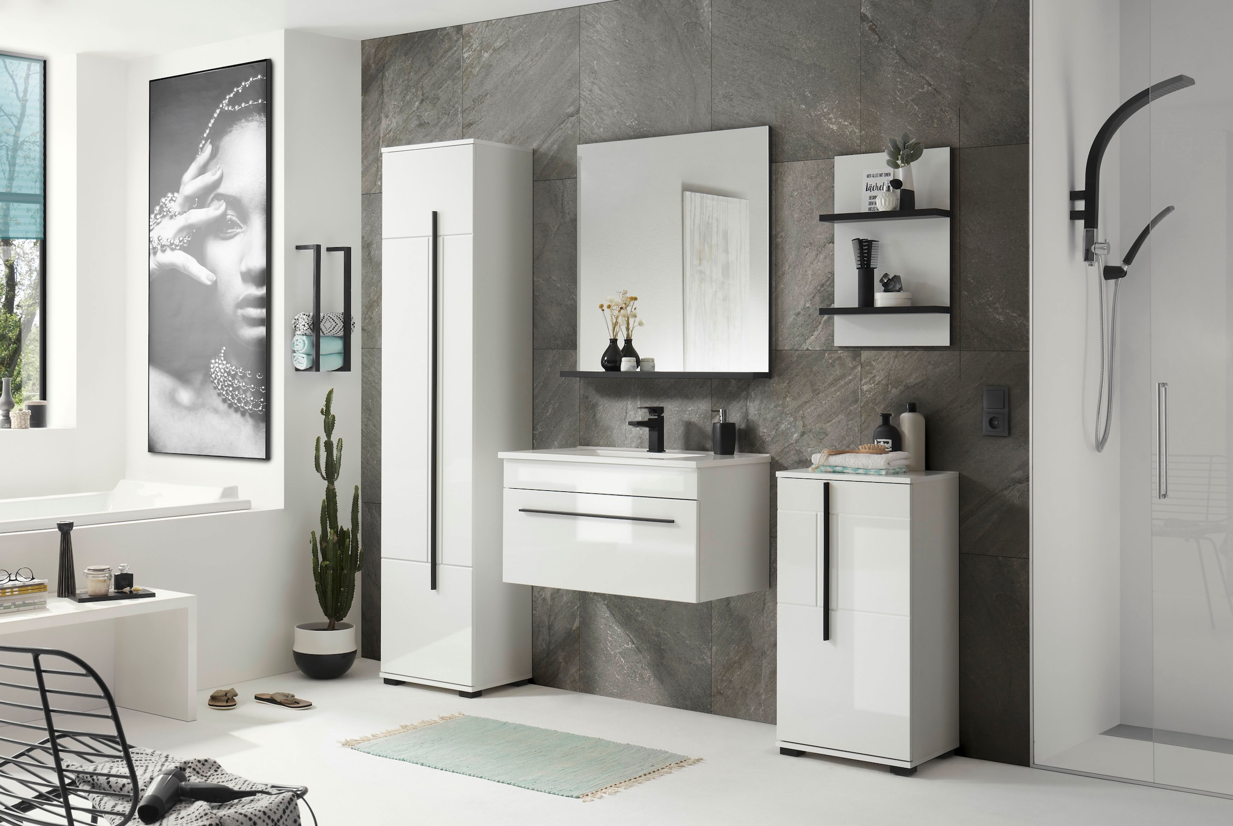 INOSIGN Wandregal »Cantara, Badregal in Hochglanz Weiss, Wandboard im modernen Design«, ausreichend Stauraum