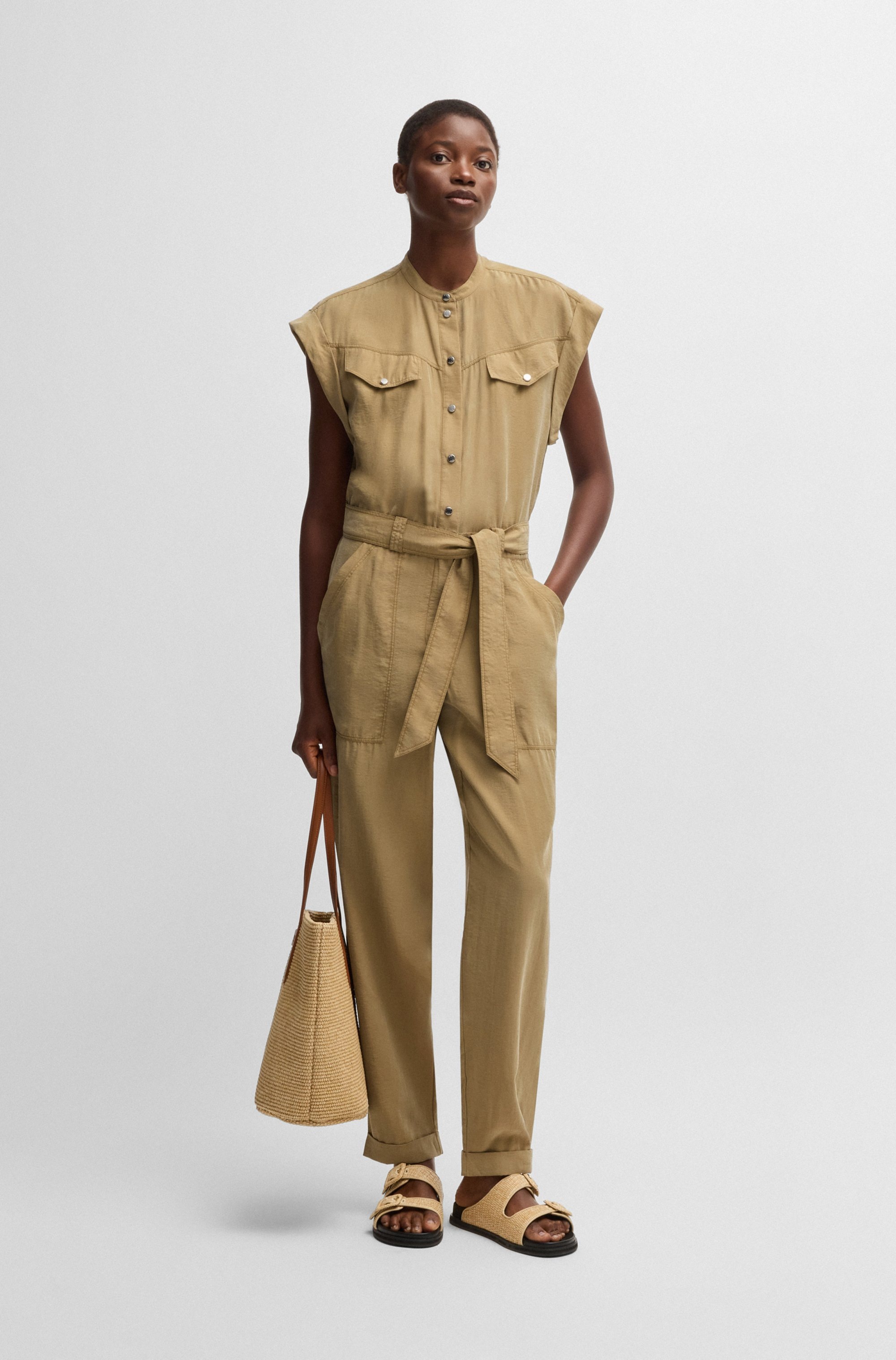 BOSS ORANGE Jumpsuit »Dridy Premium Damenmode« mit Gürtel, Pattentaschen