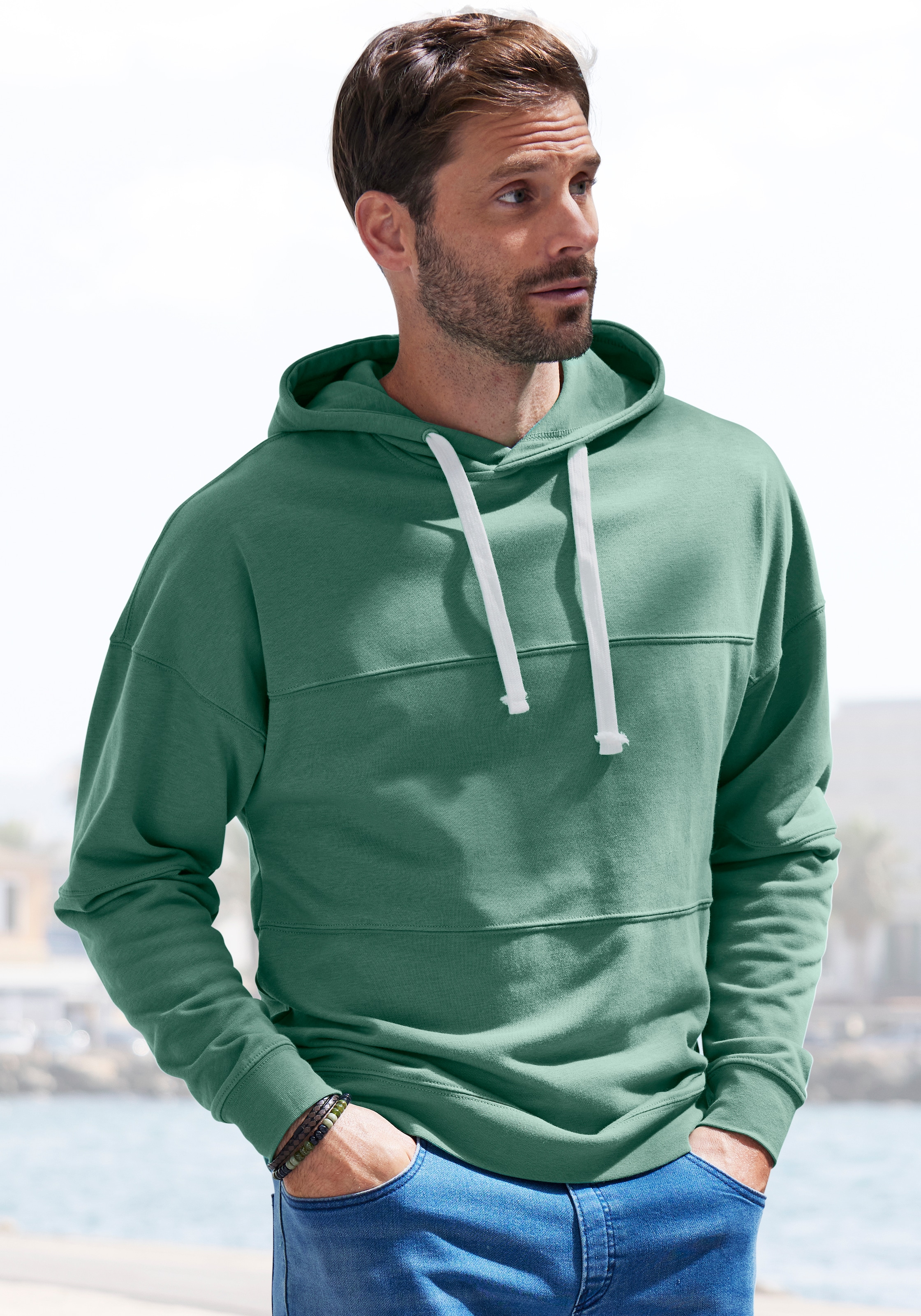 H.I.S Hoodie, Langarm Sweater mit Kapuze, aus Baumwollmischung