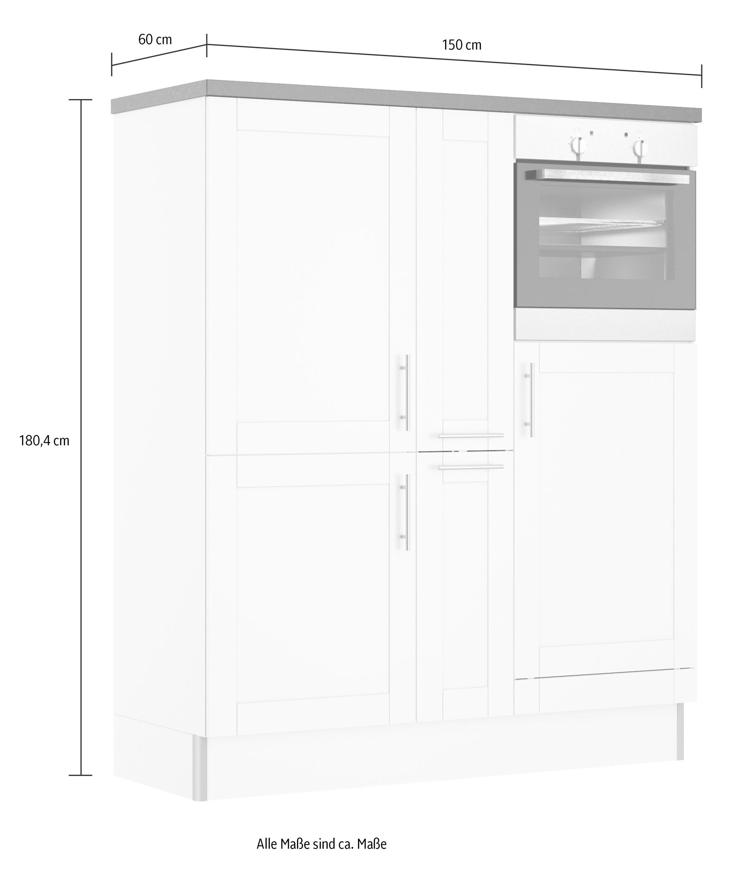 OPTIFIT Pantryküche »Ahus«, Breite 150 cm,wahlweise mit E-Geräten,Soft-Close-Funktion