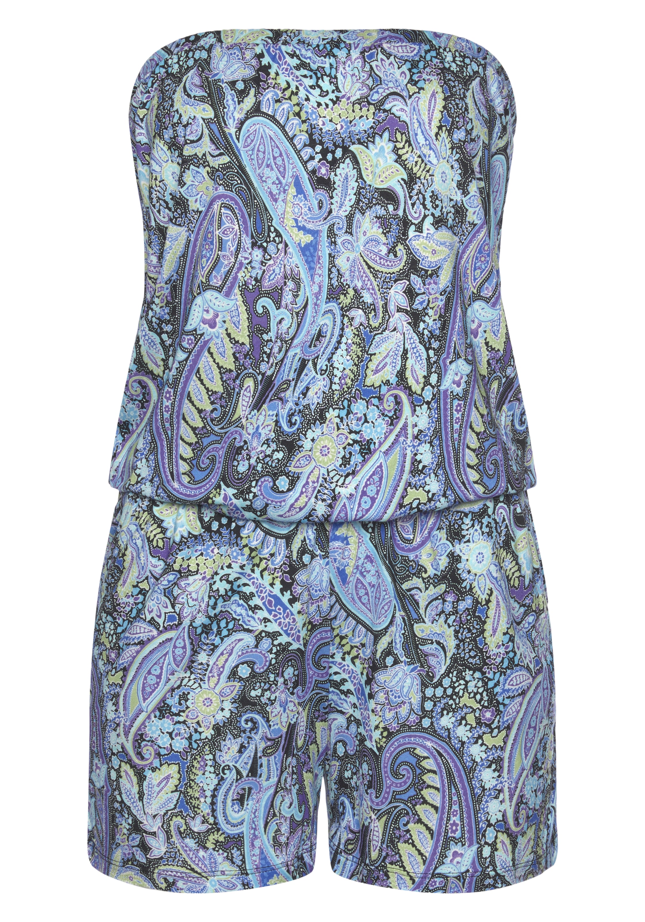 LASCANA Bandeauoverall, mit Paisleydruck, kurzer Jumpsuit mit Taschen, schulterfrei