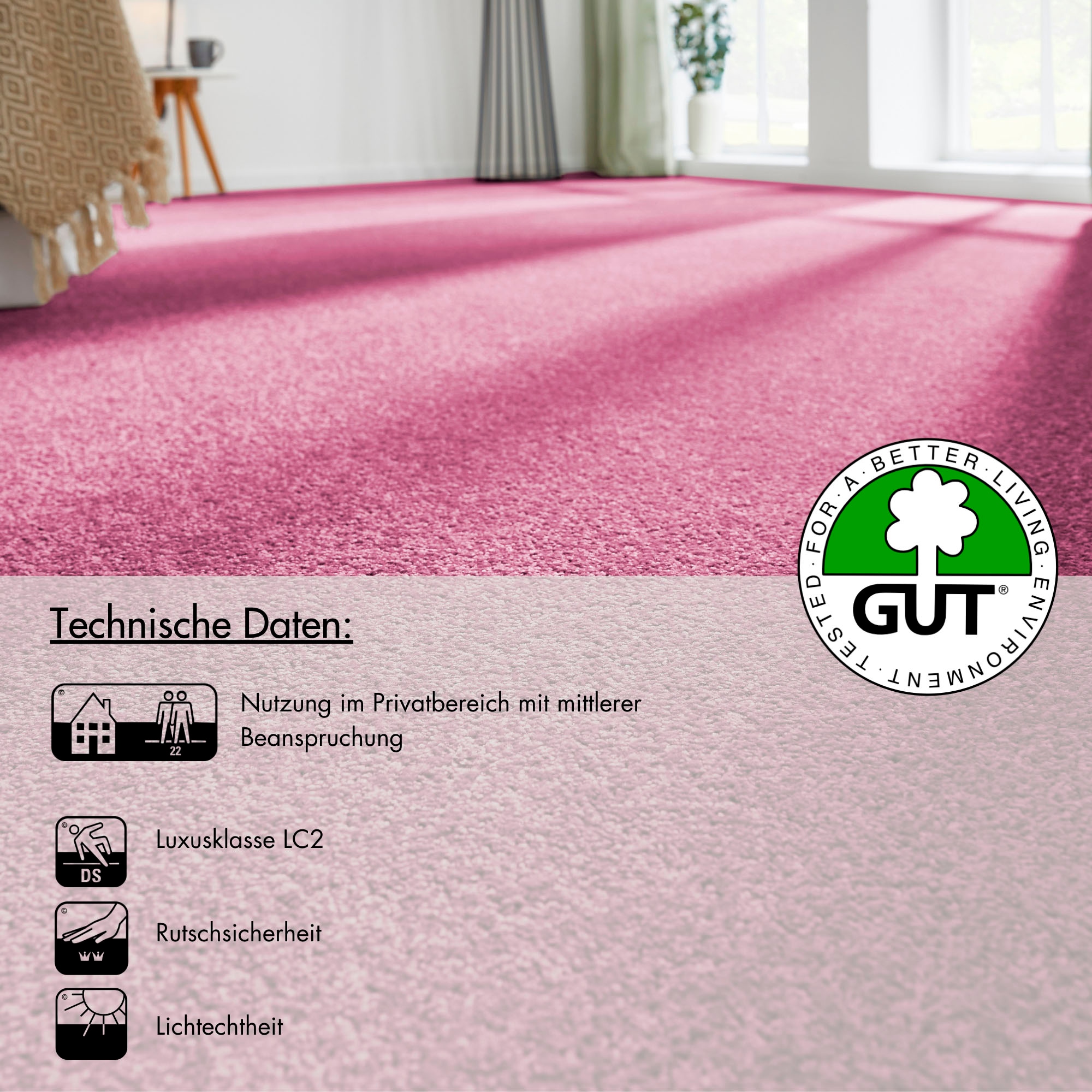 Andiamo Teppichboden »Ines, Kräuselvelours, Made in Netherlands«, rechteckig, 8,5 mm Höhe, Uni Farben, Breite 400 cm, strapazierfähig & pflegeleicht