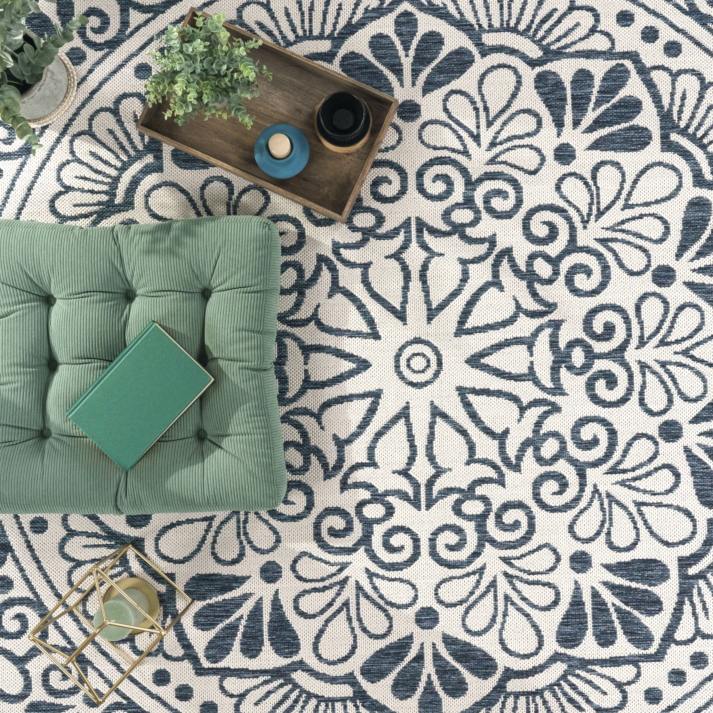 Paco Home Teppich »Coco 205«, rechteckig, 4 mm Höhe, Flachgewebe, Paisley Muster, In- und Outdoor geeignet