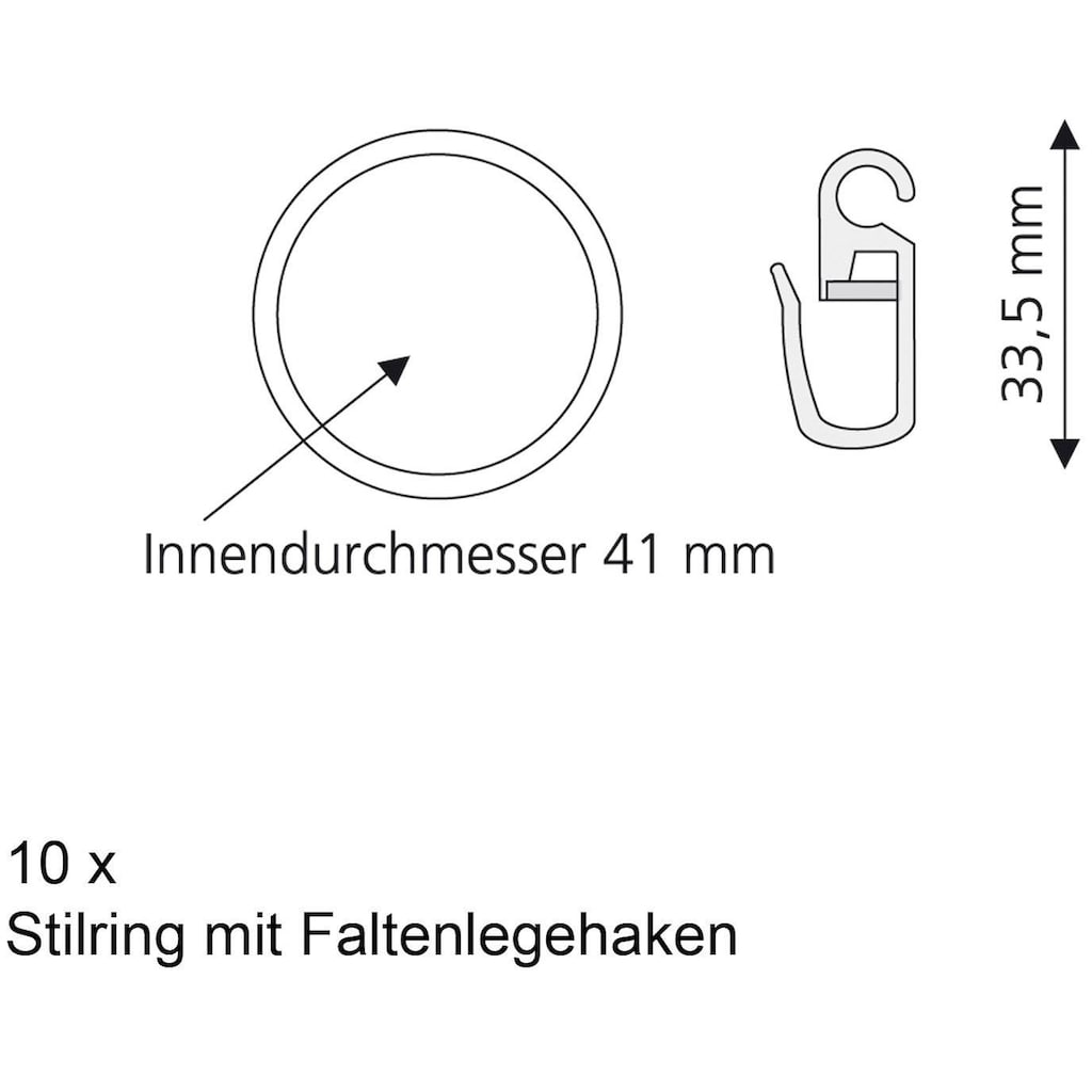 Liedeco Gardinenring, (Packung, 10 St., mit Faltenlegehaken)