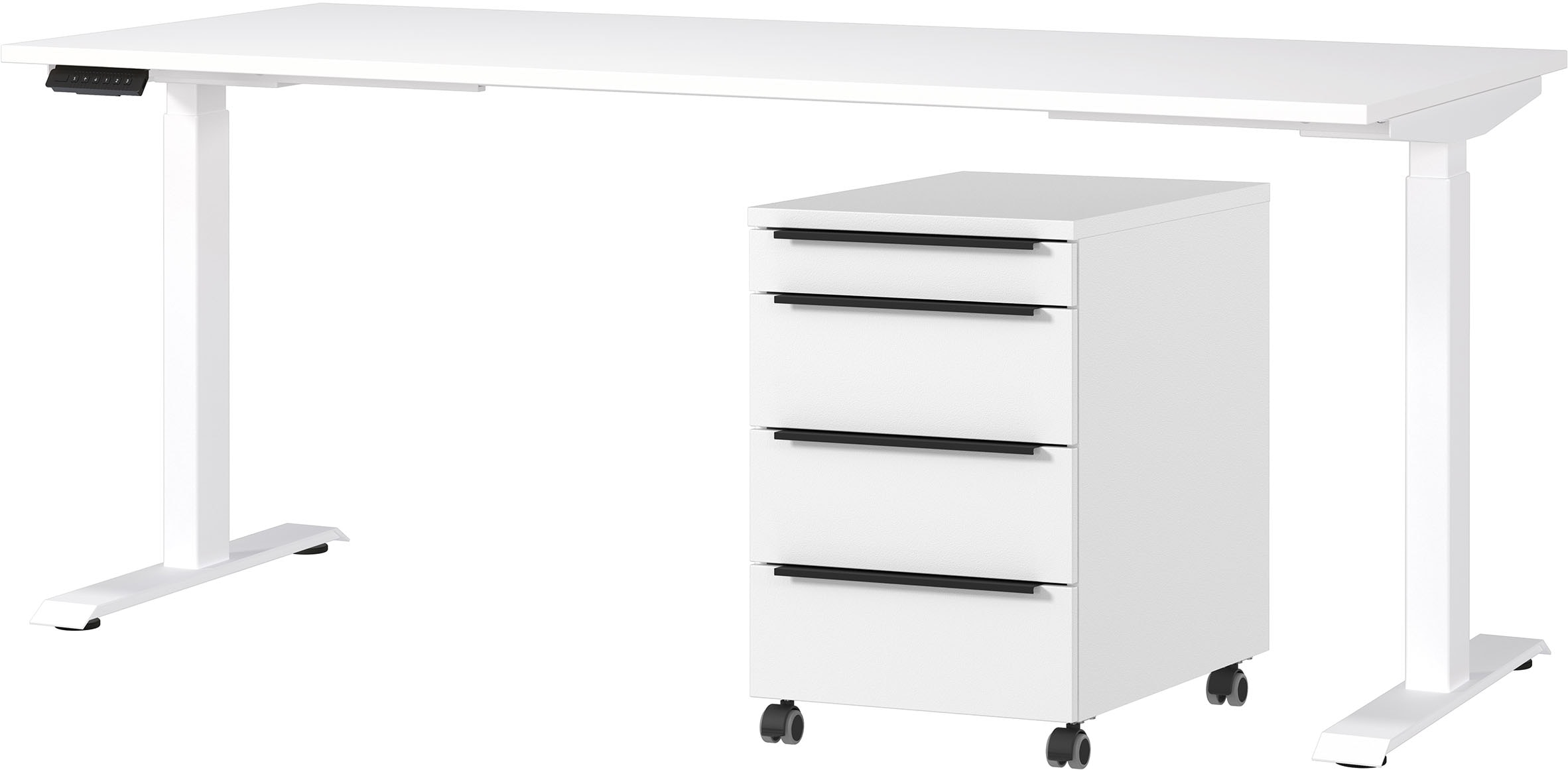 GERMANIA Büromöbel-Set »Mailand, inkl. Schreibtisch (elektr. höhenverstellbar) & Rollcontainer« 2 Stk. tlg. Breitenvariante wählbar (140-180 cm), Made in Germany