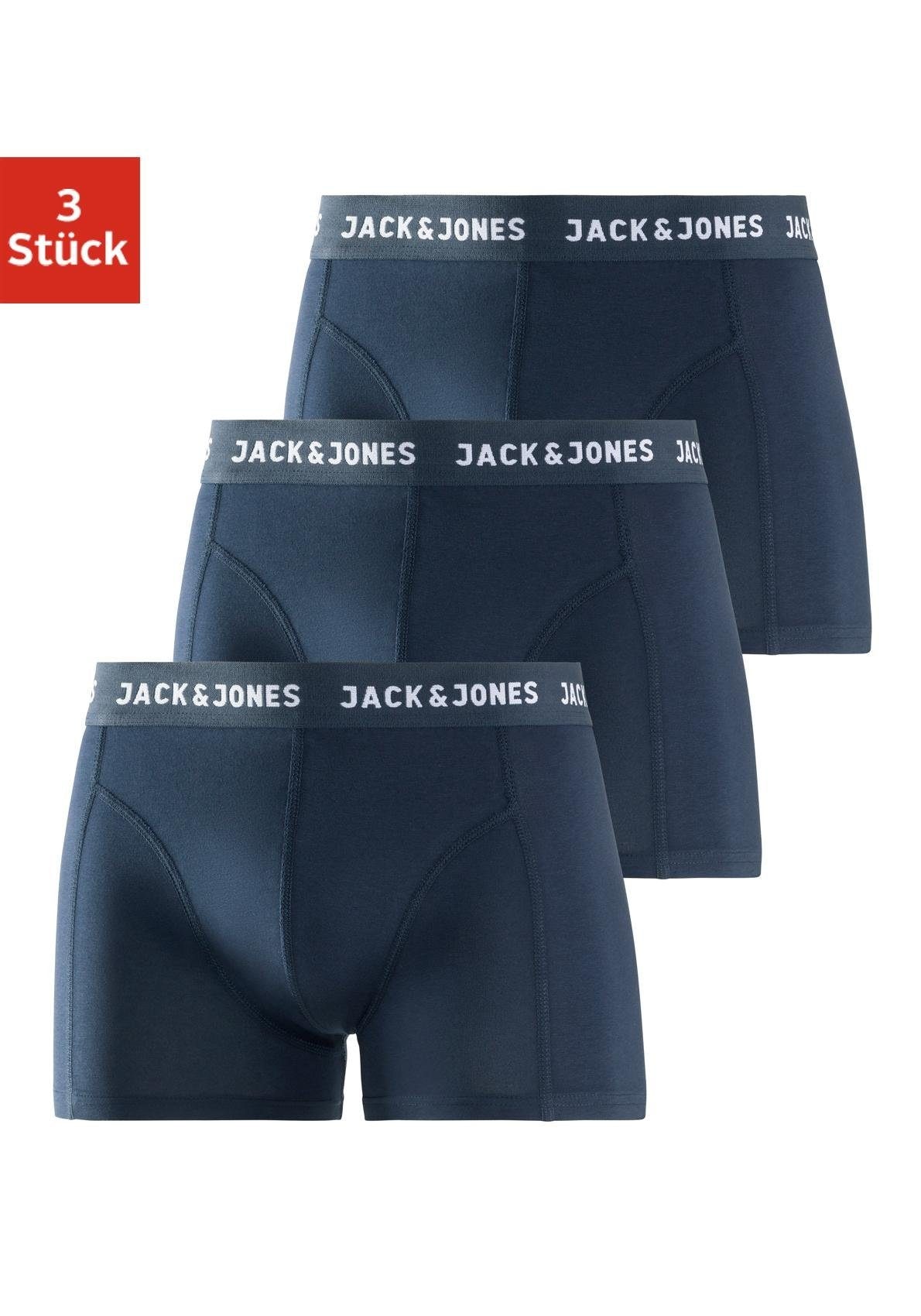 Jack & Jones Boxer »JACANTHONY im 3er Pack mit Logo-Bund und weichem Griff« Packung, 3 Stk. unifarben mit Farbeinsatz, modisch, eng anliegend, Baumwollmischung