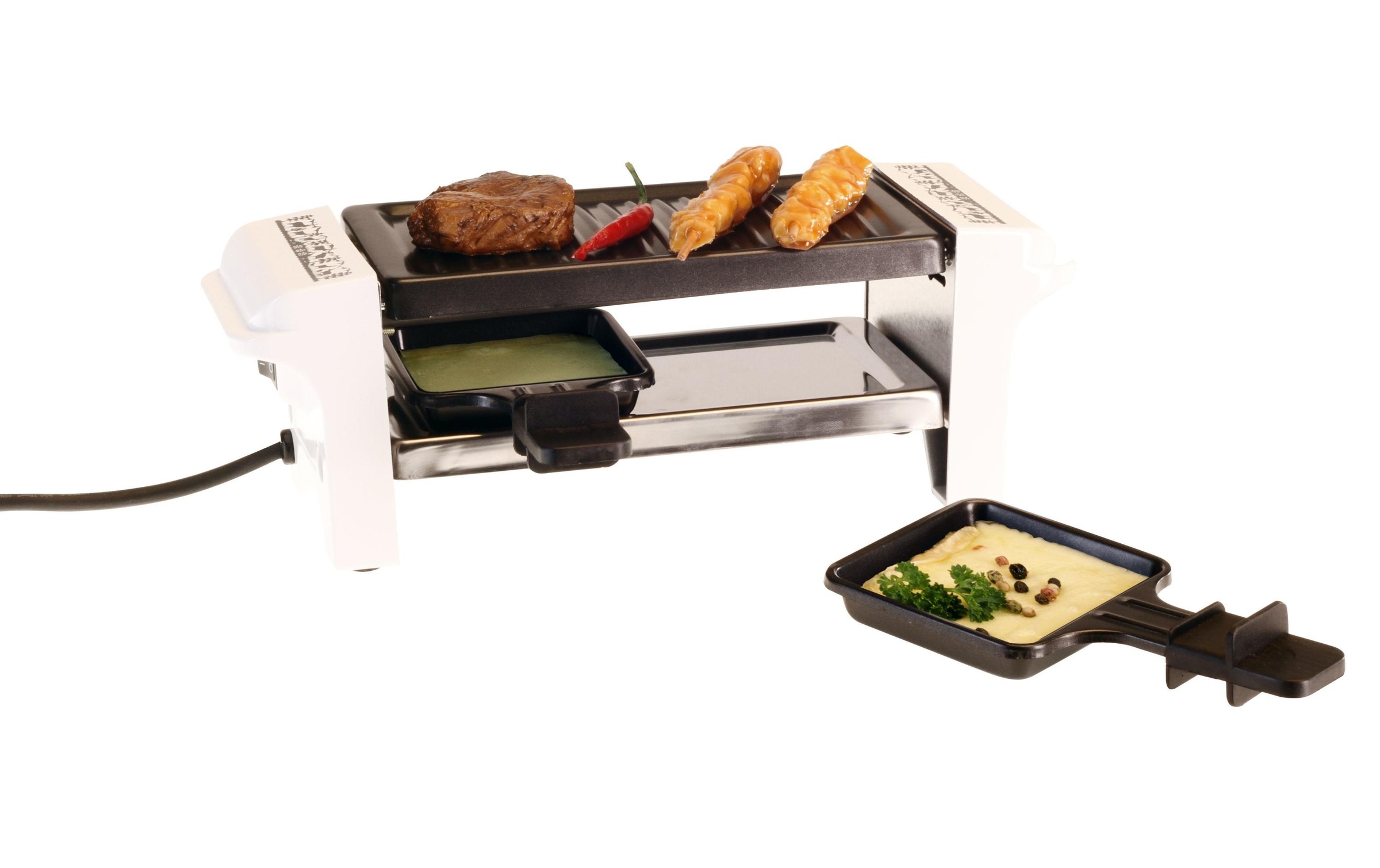 Nouvel Raclette »Nouvel Raclette-Grill Scherenschnitt Weiss 2 Personen«, 2 St. Raclettepfännchen, - W