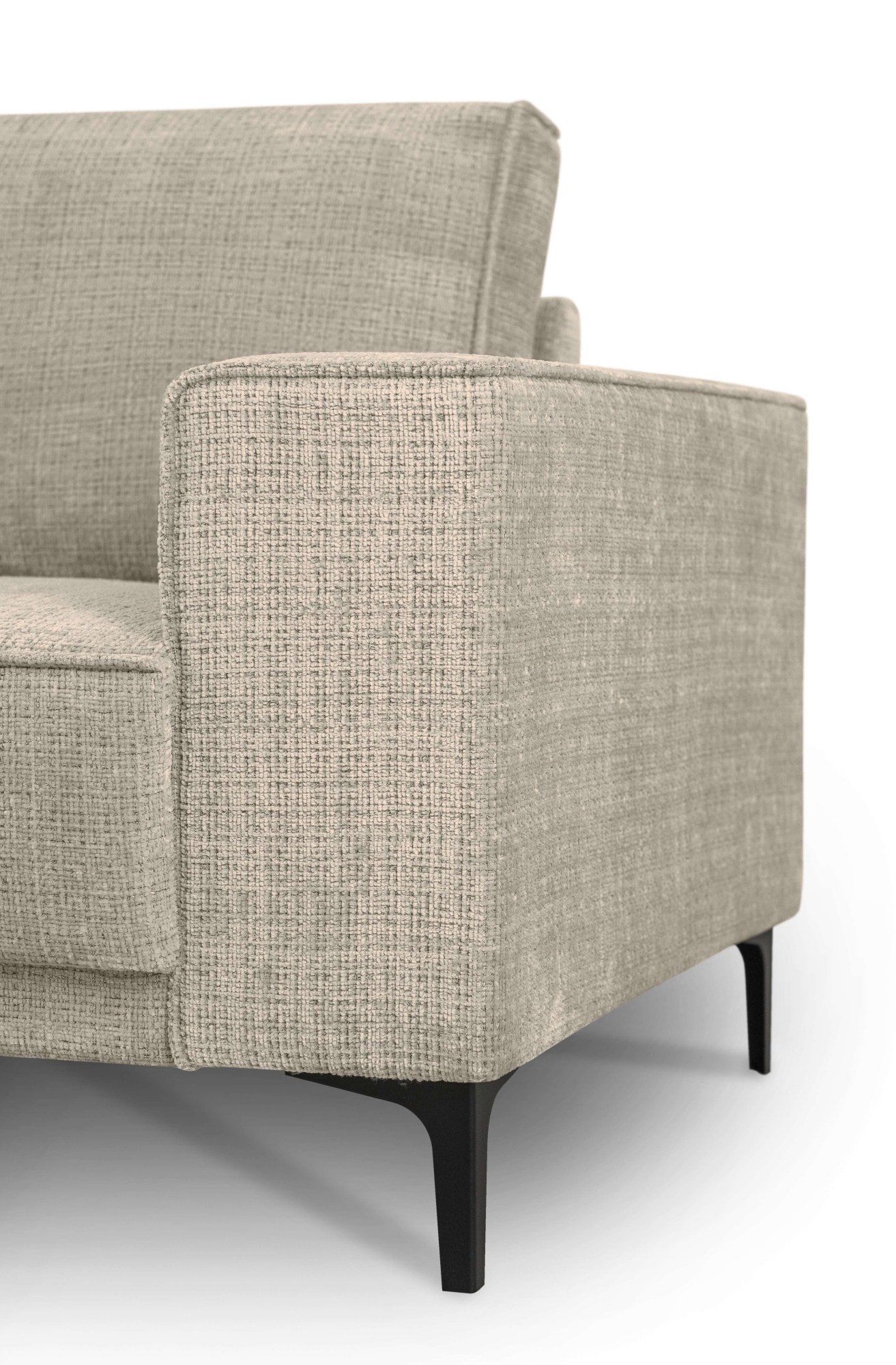Places of Style Ecksofa »Polsterecke Oland, Struktur, Flachgewebe, Luxus-Microfaser, Boucle«, L-Form, 289 cm, Wellenunterfederung, Skandi-Design, Metallfüsse