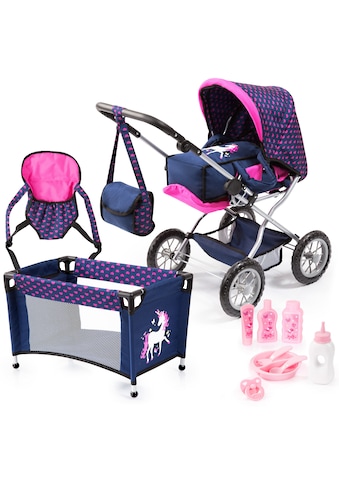 Bayer Kombi-Puppenwagen »Grande, Blau/Pink«, (Set), mit Reisebett und vielen... kaufen
