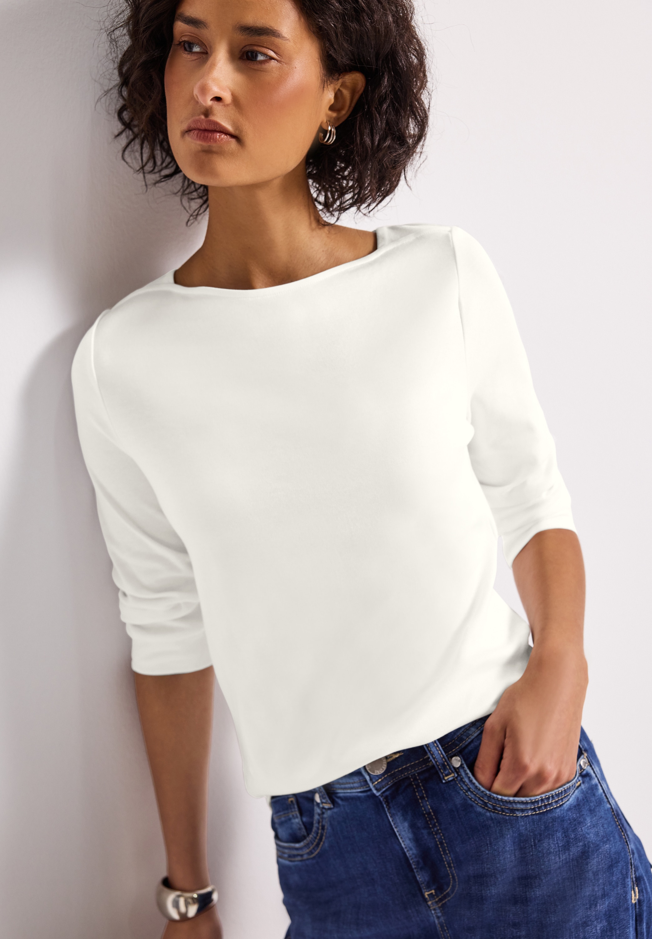 STREET ONE 3/4-Arm-Shirt, U-Boot-Ausschnitt und 3/4-Ärmel mit Bündchen