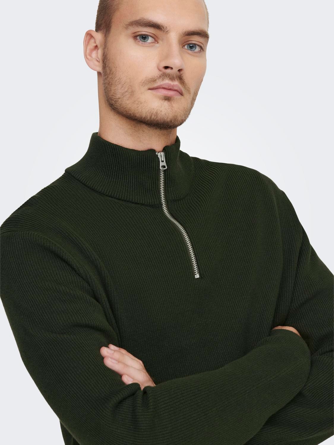 ONLY & SONS Strickpullover »ONSPHIL REG 12 STRUC HALF ZIP KNIT NOOS«