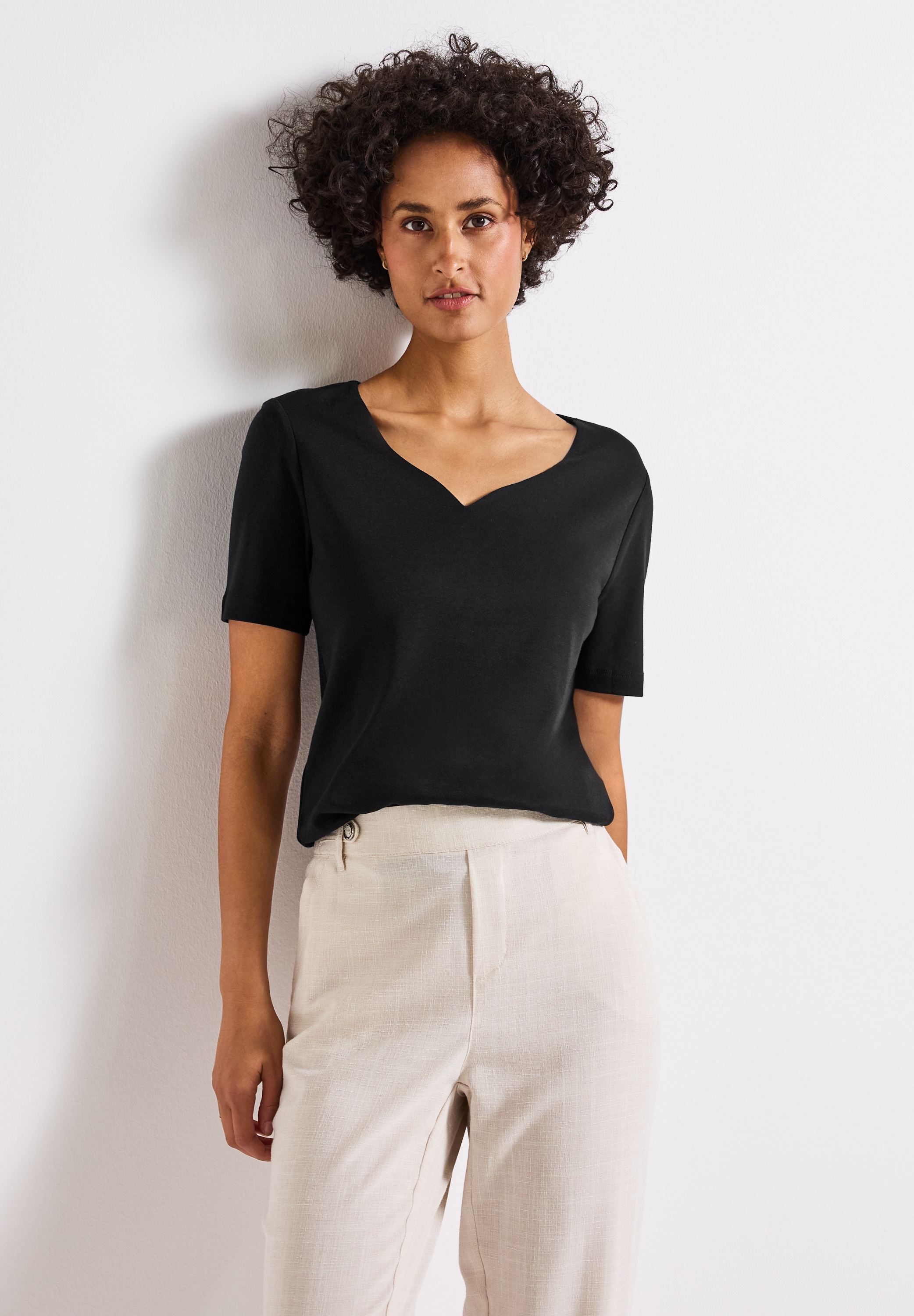 STREET ONE T-Shirt mit Herzausschnitt