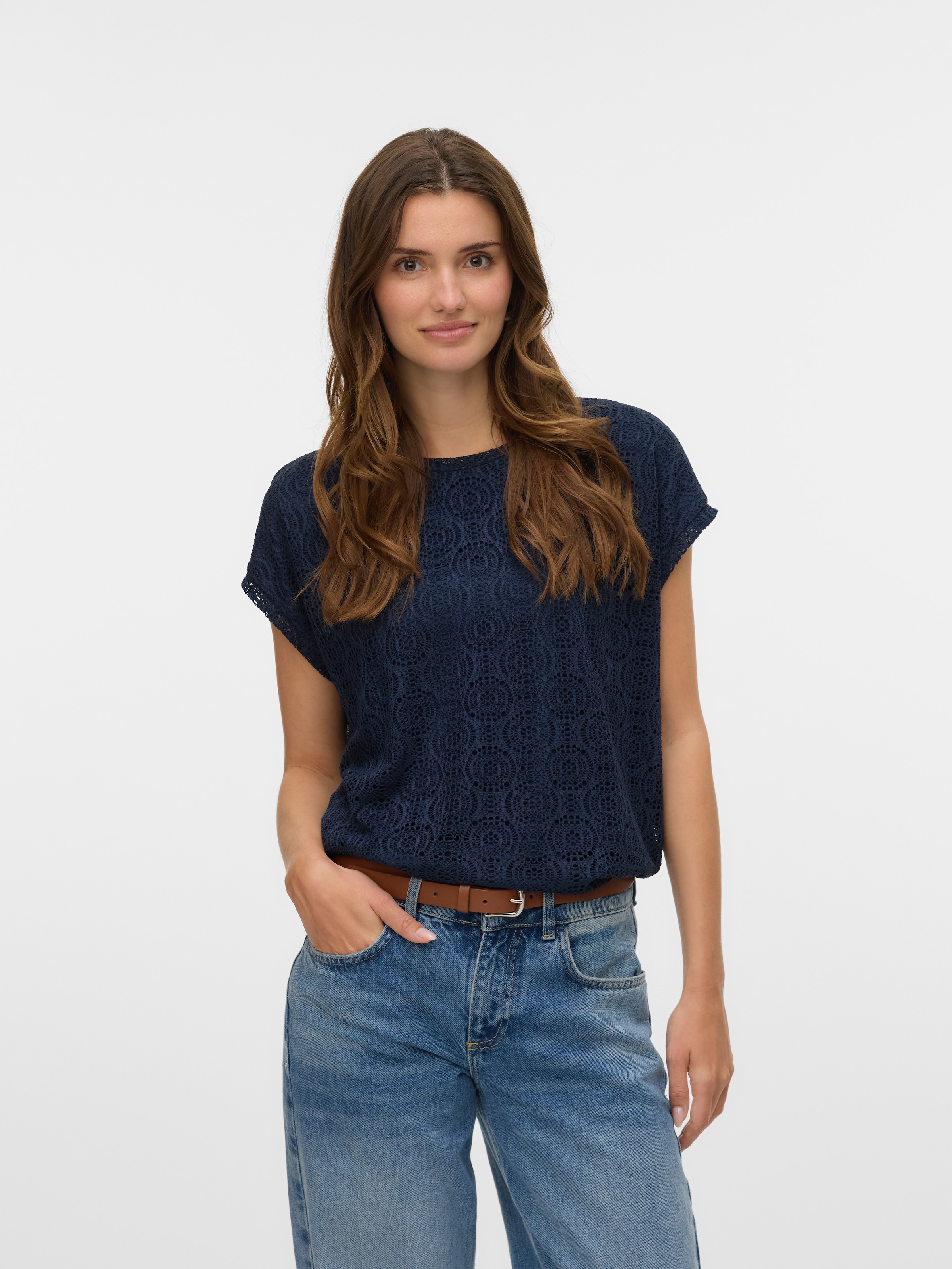 Vero Moda T-Shirt "VMMAYA AVA SS TOP JRS VO" Materialmix, regular fit