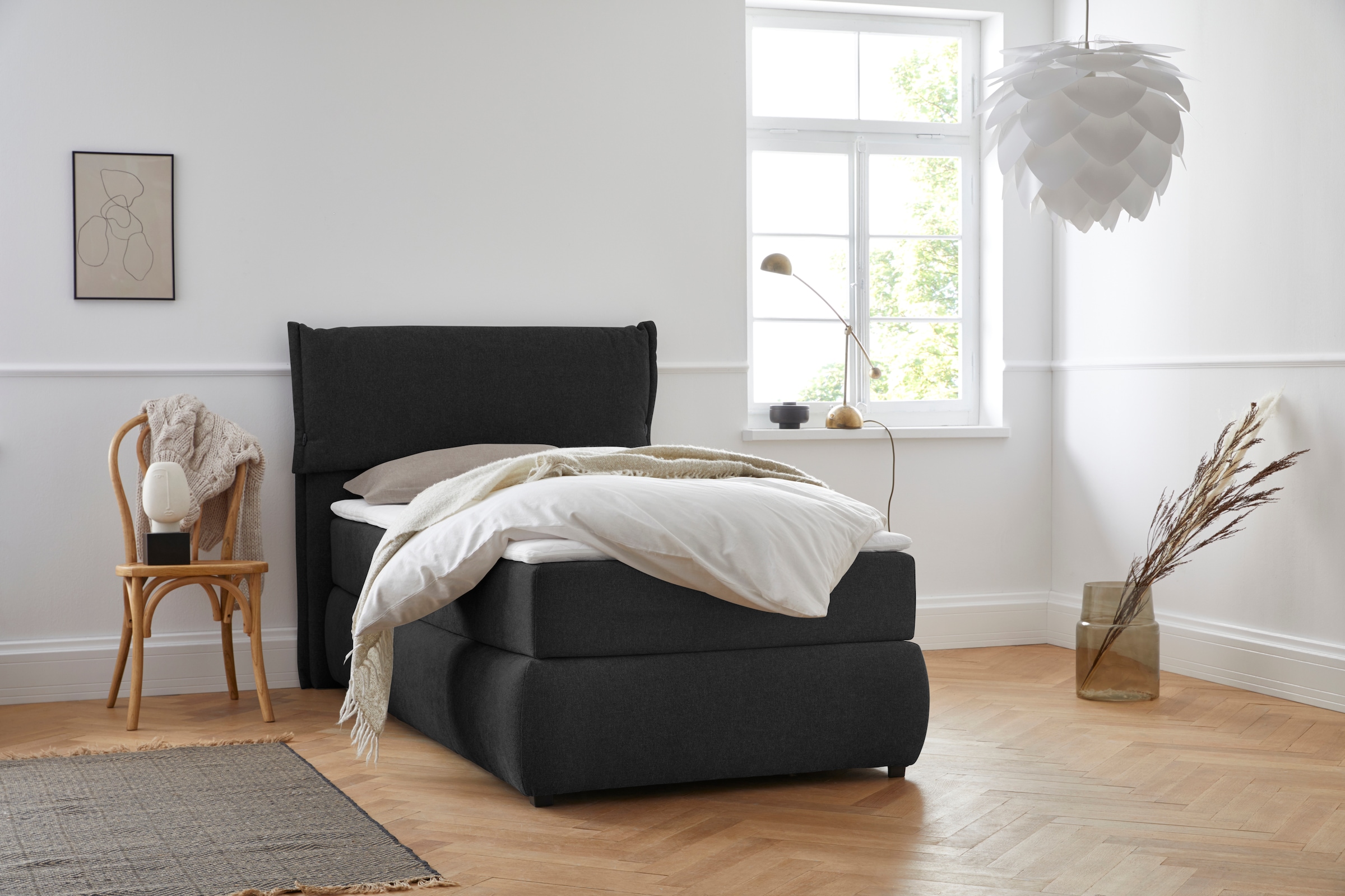 andas Boxspringbett »Jenson«, in 4 Farben, 4 Breiten, 3 Matratzenarten in 2 Härtegraden, Topper