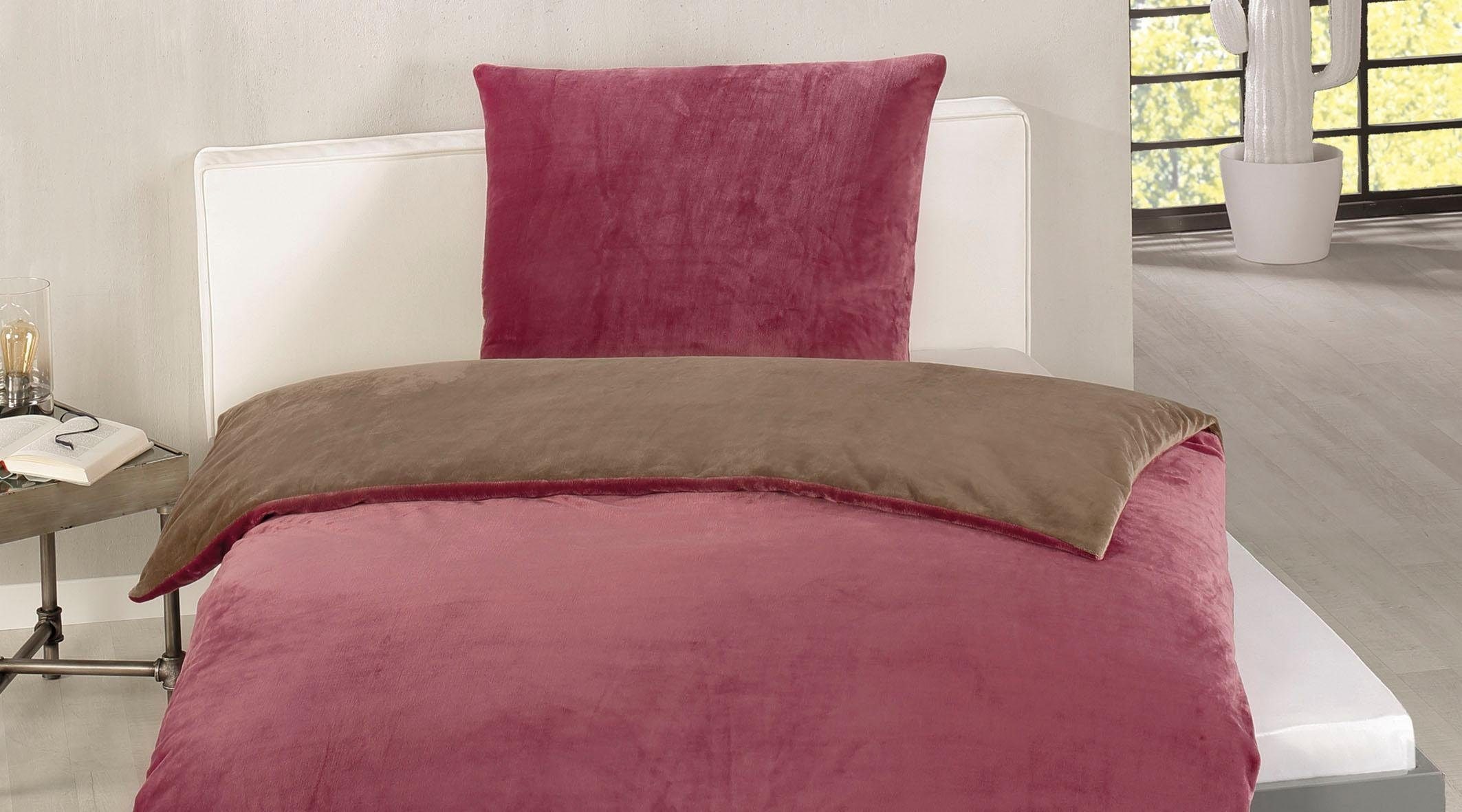 Gözze Wendebettwäsche "Superflausch in Gr. 135x200 oder 155x220 cm" 2 Stk. tlg. Fleece kuschelig warm im Winter, Bettwäsche mit Wendeoptik