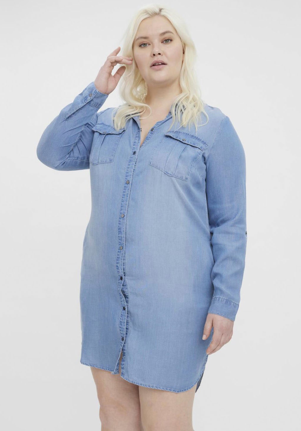 Vero Jelmoli-Versand DRESS GA Jeanskleid CURVE »VMSILA online shoppen SHORT Curve LS | Moda NOOS« MIX