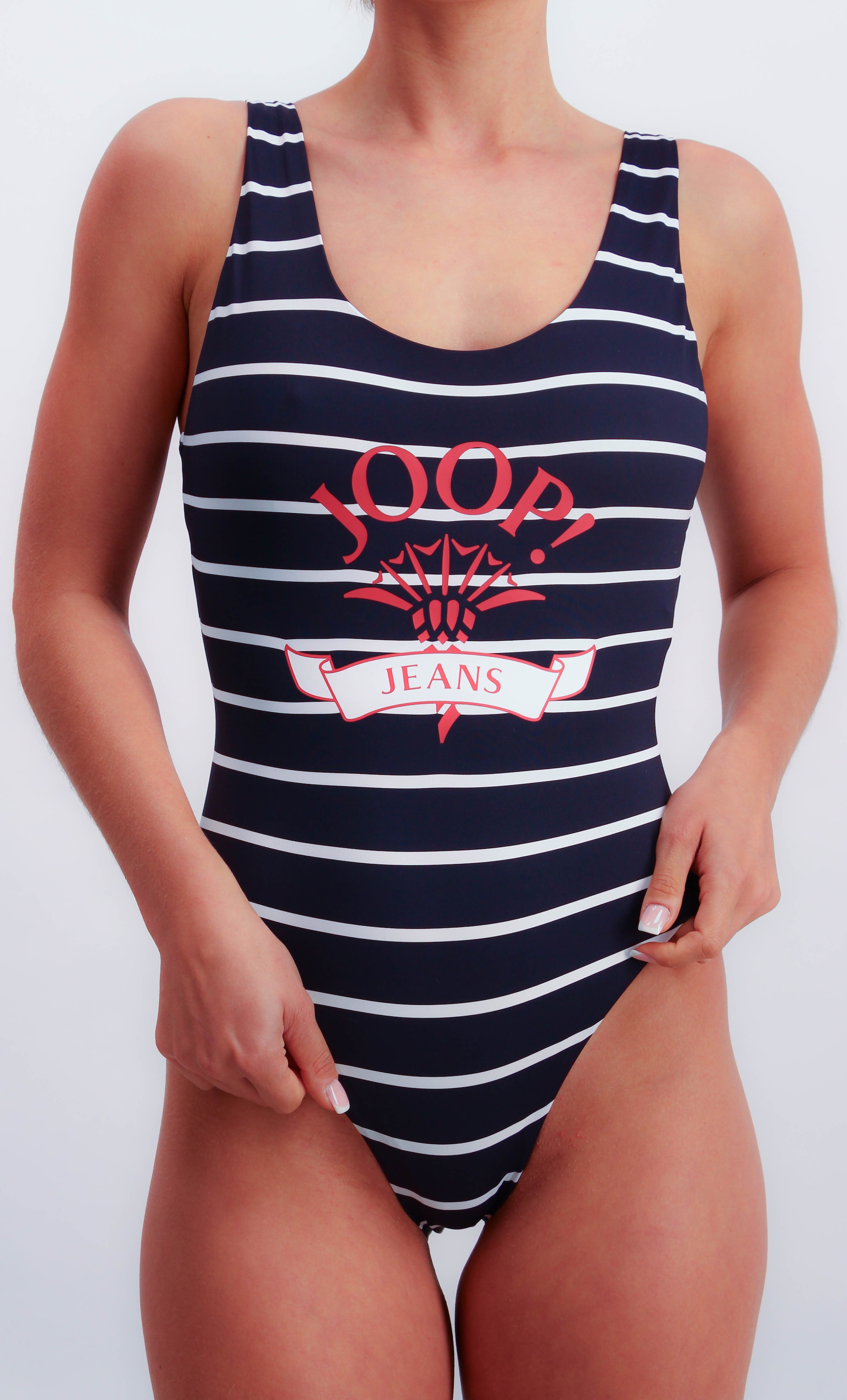JOOP! Jeans Badeanzug »JEANS! Easy Summer« Streifen-Design, Logo-Print