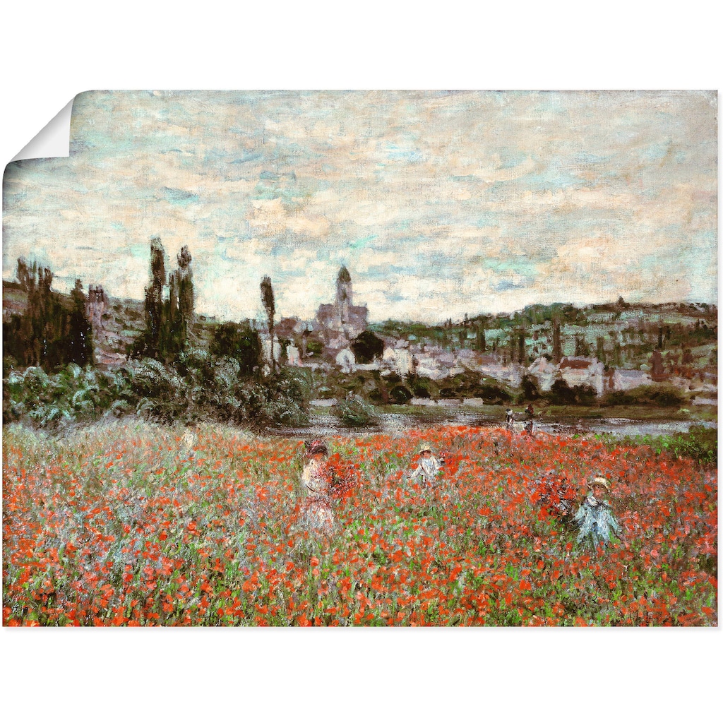 Artland Kunstdruck »Mohnfeld bei Vetheuil. Ca.1880«, Blumenwiese, (1 St.)