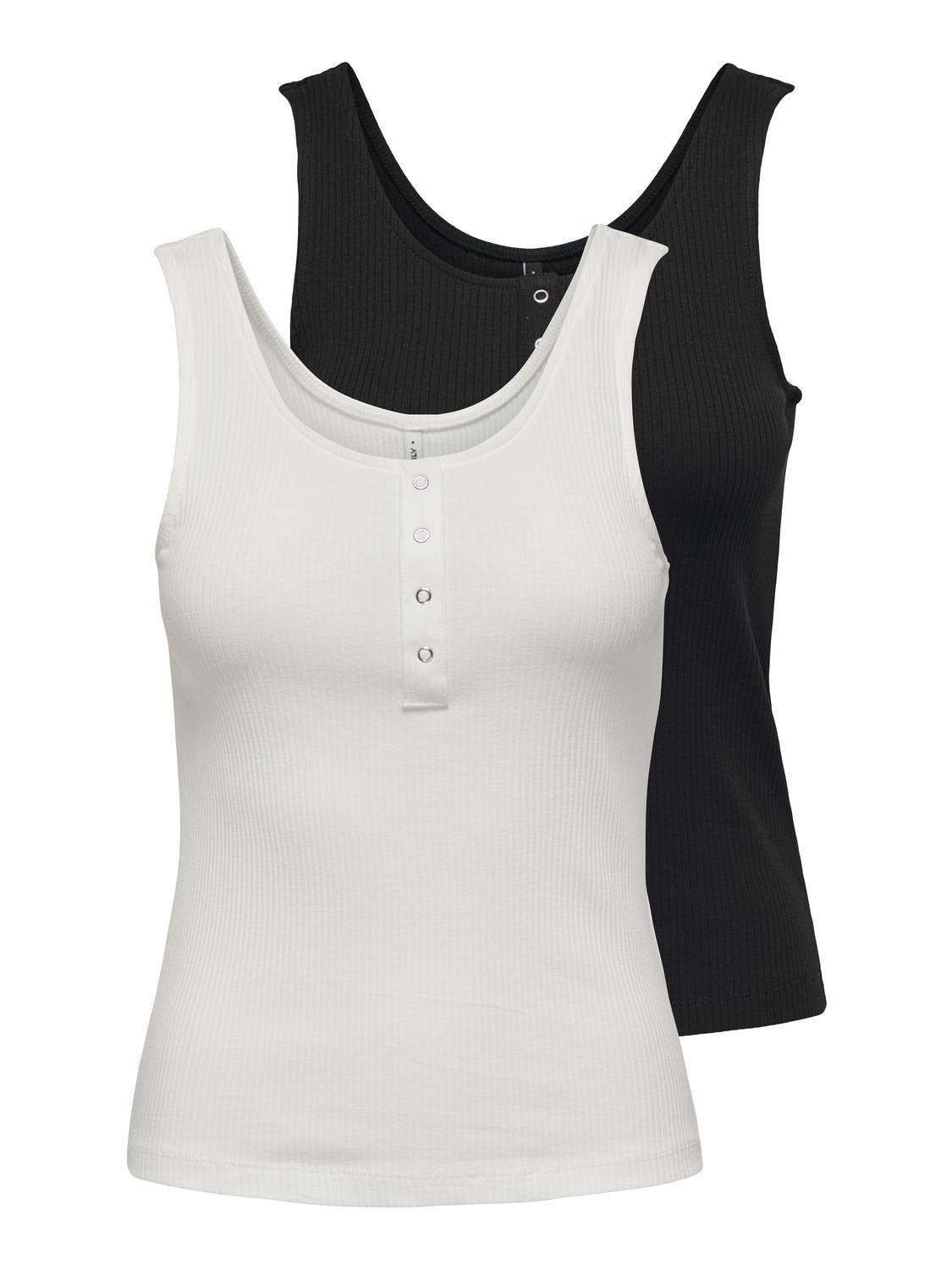 ONLY Ripptanktop »ONLSIMPLE LIFE S/L BUTTON TOP JRS CS 2PK« Packung, 2 Stk.