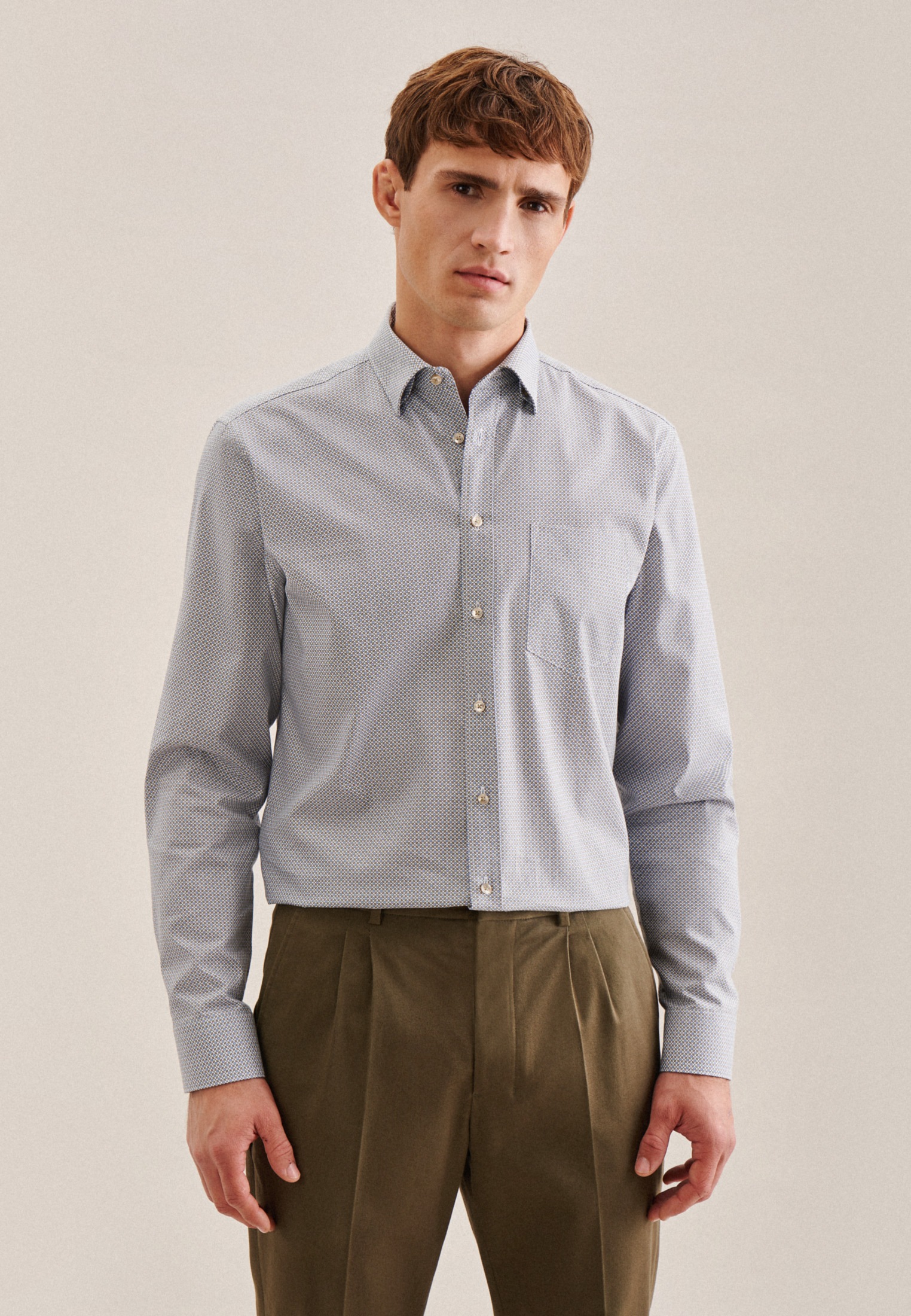 seidensticker Businesshemd »Regular« Regular 1/1 Covered-Button-Down-Kragen Druck