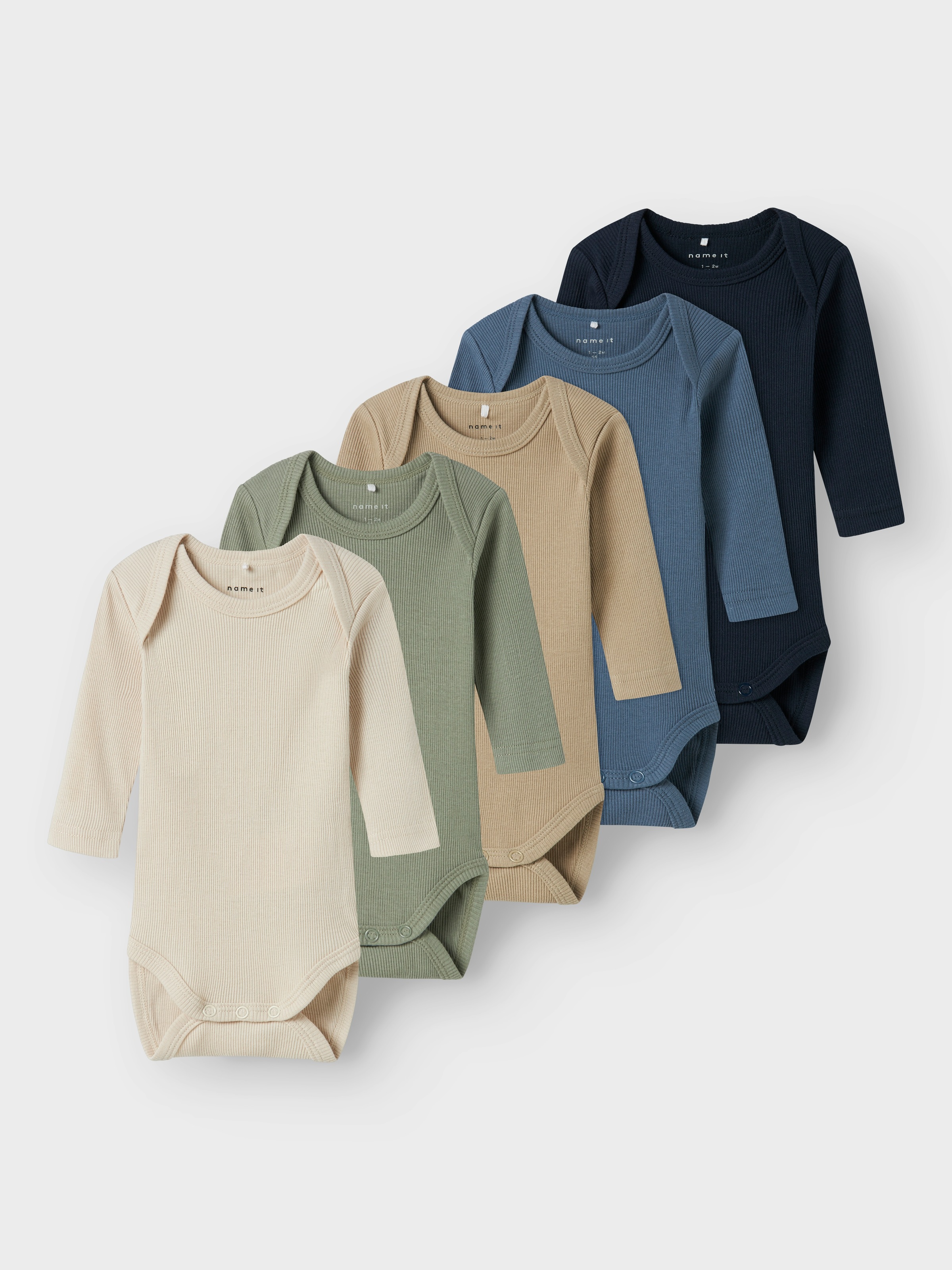 Name It Langarmbody »NBNBODY für Mädchen und Jungen mit Rippstruktur und Komfort« Packung, 5 Stk. unifarben, casual, regular fit, Baumwolle, Rundhals