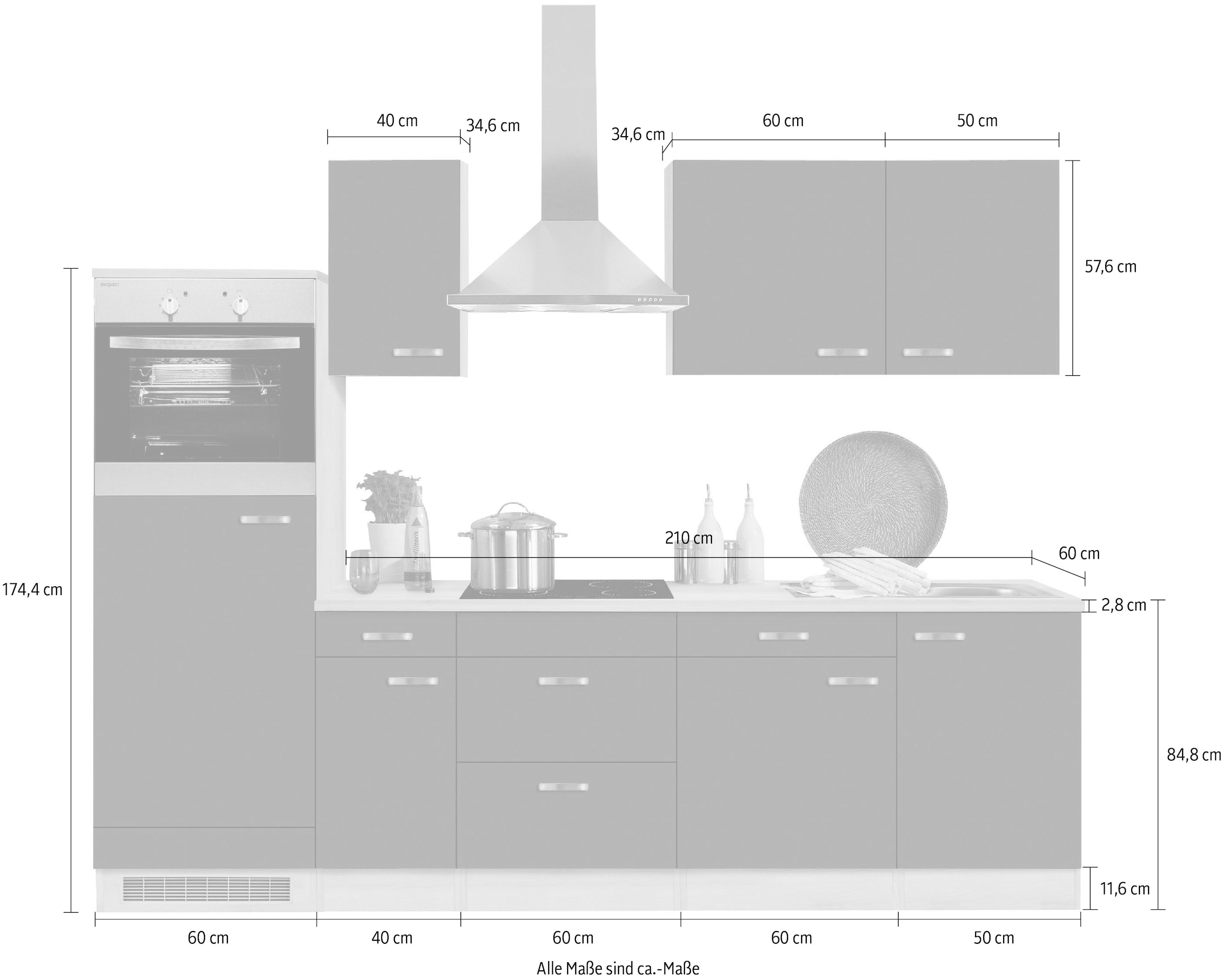 Küchenzeile 270 Breite ordern Jelmoli-Online »Faro«, ohne Shop E-Geräte, OPTIFIT ❤ im cm