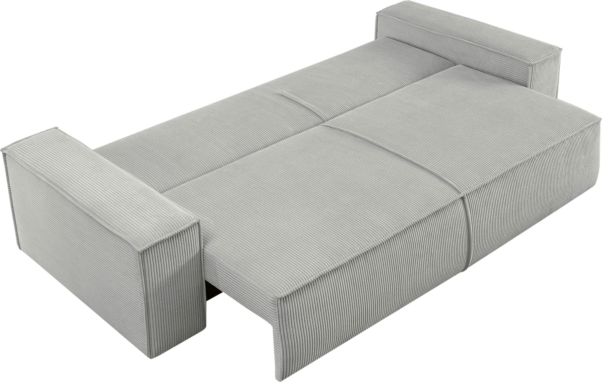 Home affaire 3-Sitzer »SHERWOOD Schlafsofa (257cm) Cord, Samtvelours, Vintage-Lederoptik«, Schlaffunktion mit Bettkasten (ca. 136/200cm)