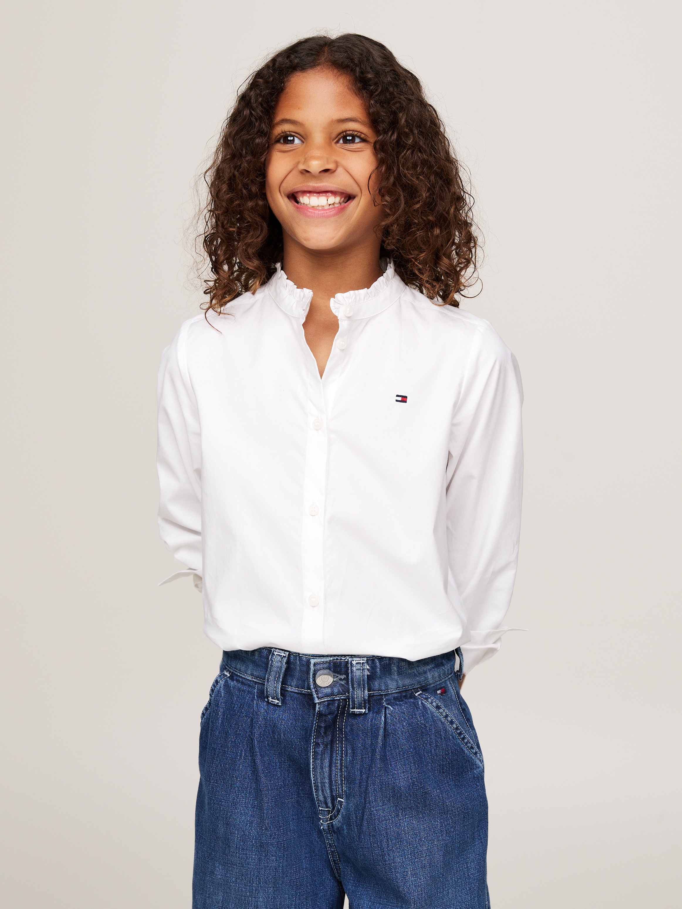 Tommy Hilfiger Langarmbluse "RUFFLE COLLAR BLOUSE LS" Kinder bis 16 Jahre