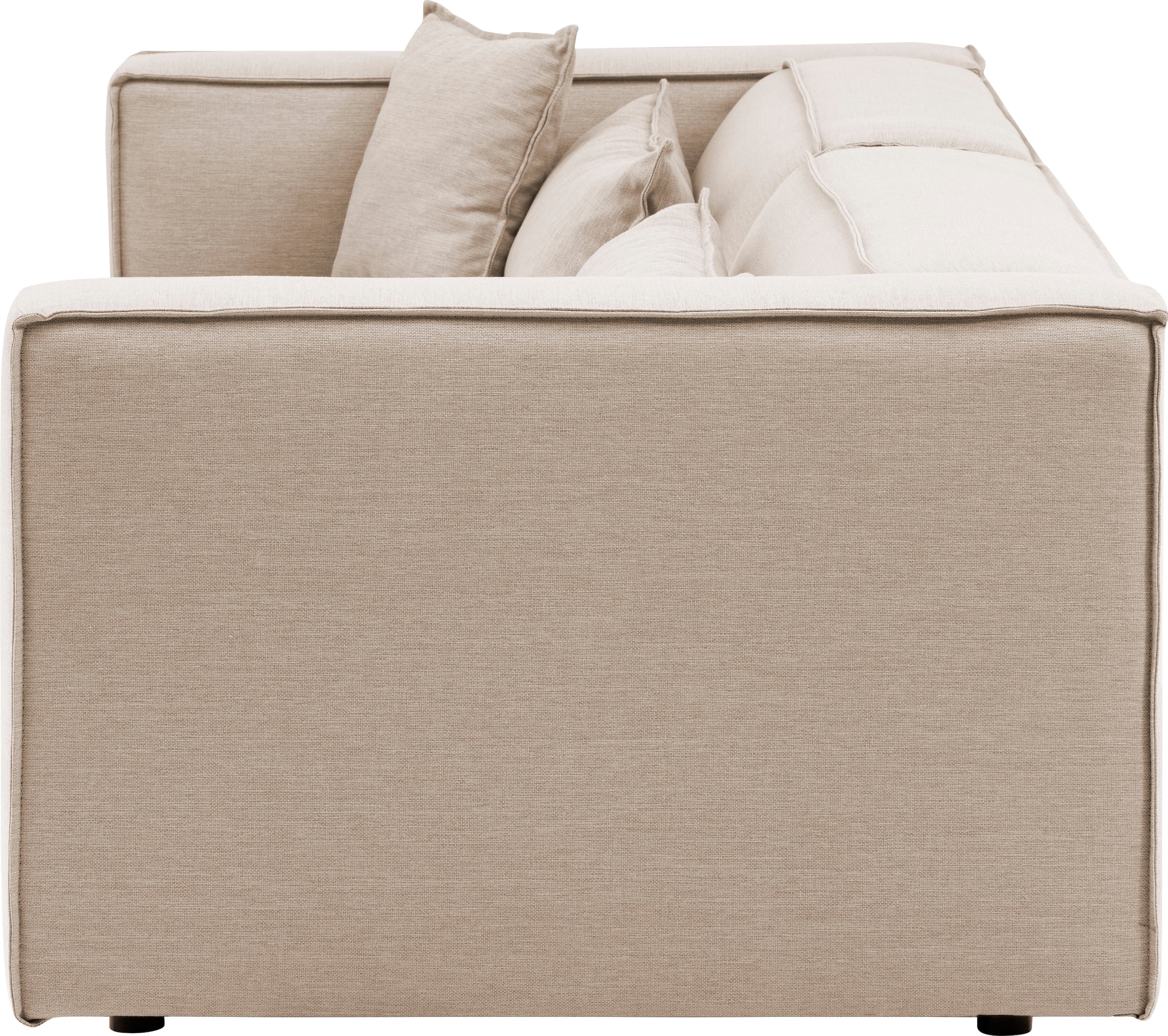LeGer Home by Lena Gercke 3-Sitzer »PIARA, Couch mit Kedernaht, Sofa in Cord oder Leinenoptik«, schwarze Füsse, bequemer Sitzkomfort