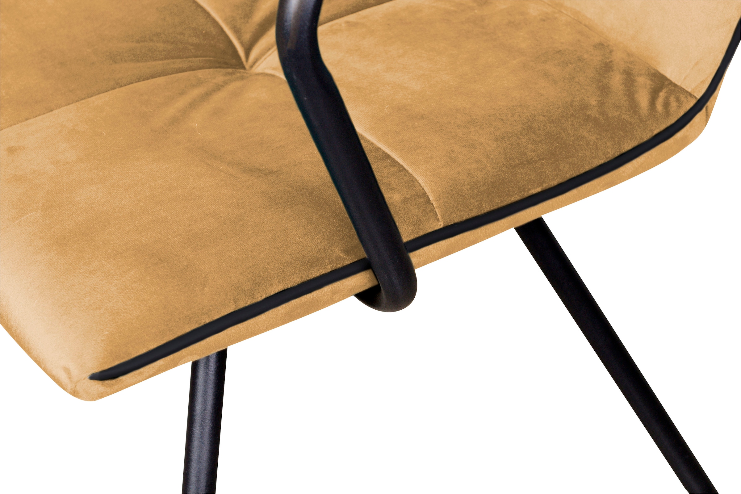 Kayoom Polsterstuhl »Stuhl Eaden 225 2er-Set, samtiger Stoffbezug, Paspel aus Kunstleder«, (Set), 2 St., stilvoll, pflegeleicht, zeitgemässe Farbgebung, samtiger Stoffbezug